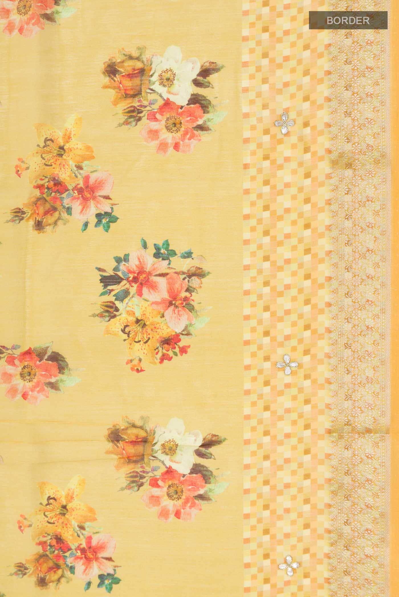 Yellow Silk Cotton Saree