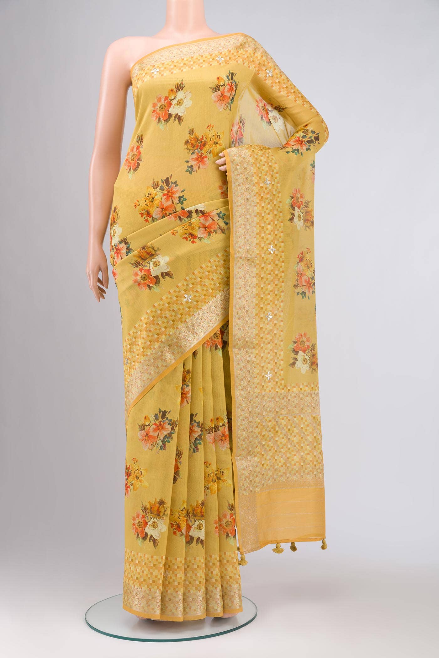 Yellow Silk Cotton Saree