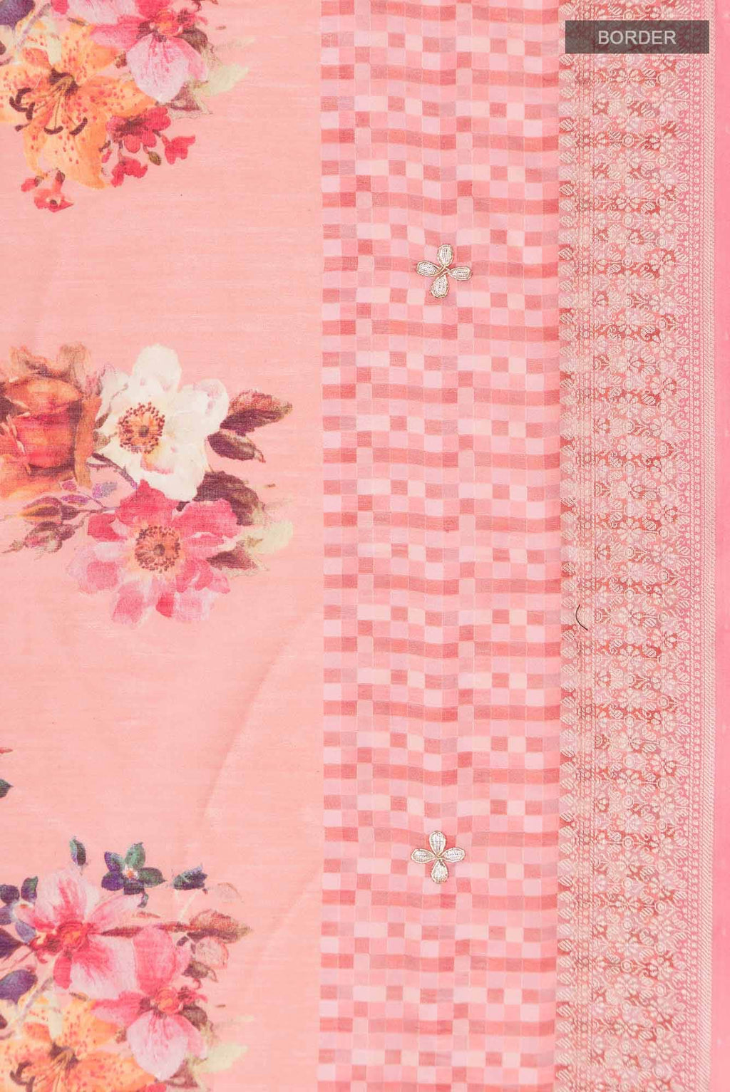 Coral Chanderi Silk Cotton Saree