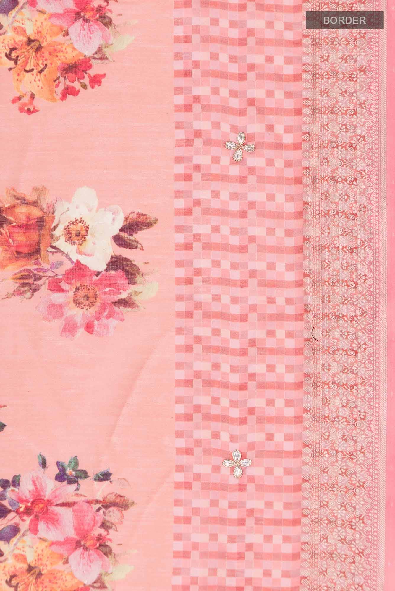 Coral Chanderi Silk Cotton Saree