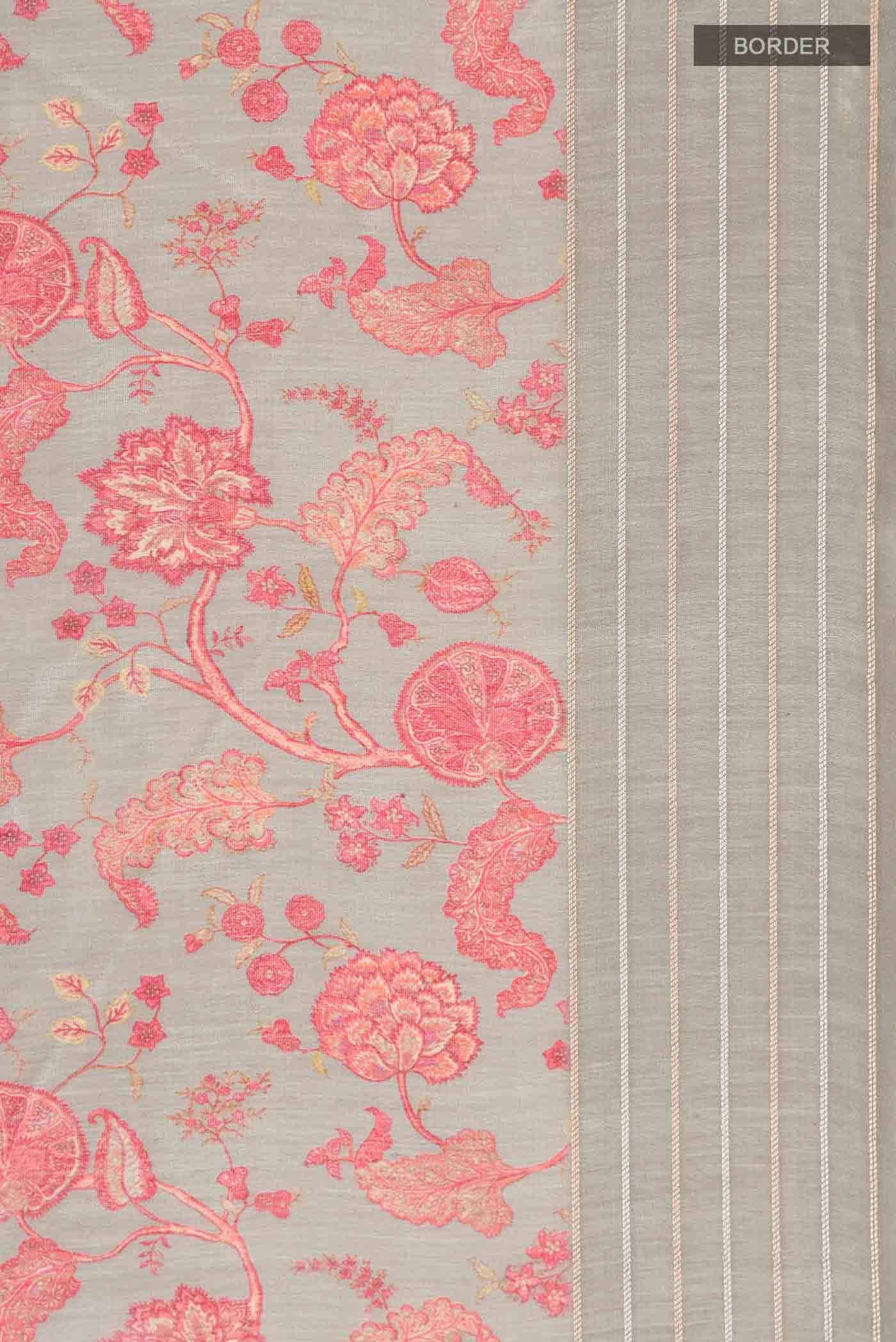 Grey Silk Cotton Saree