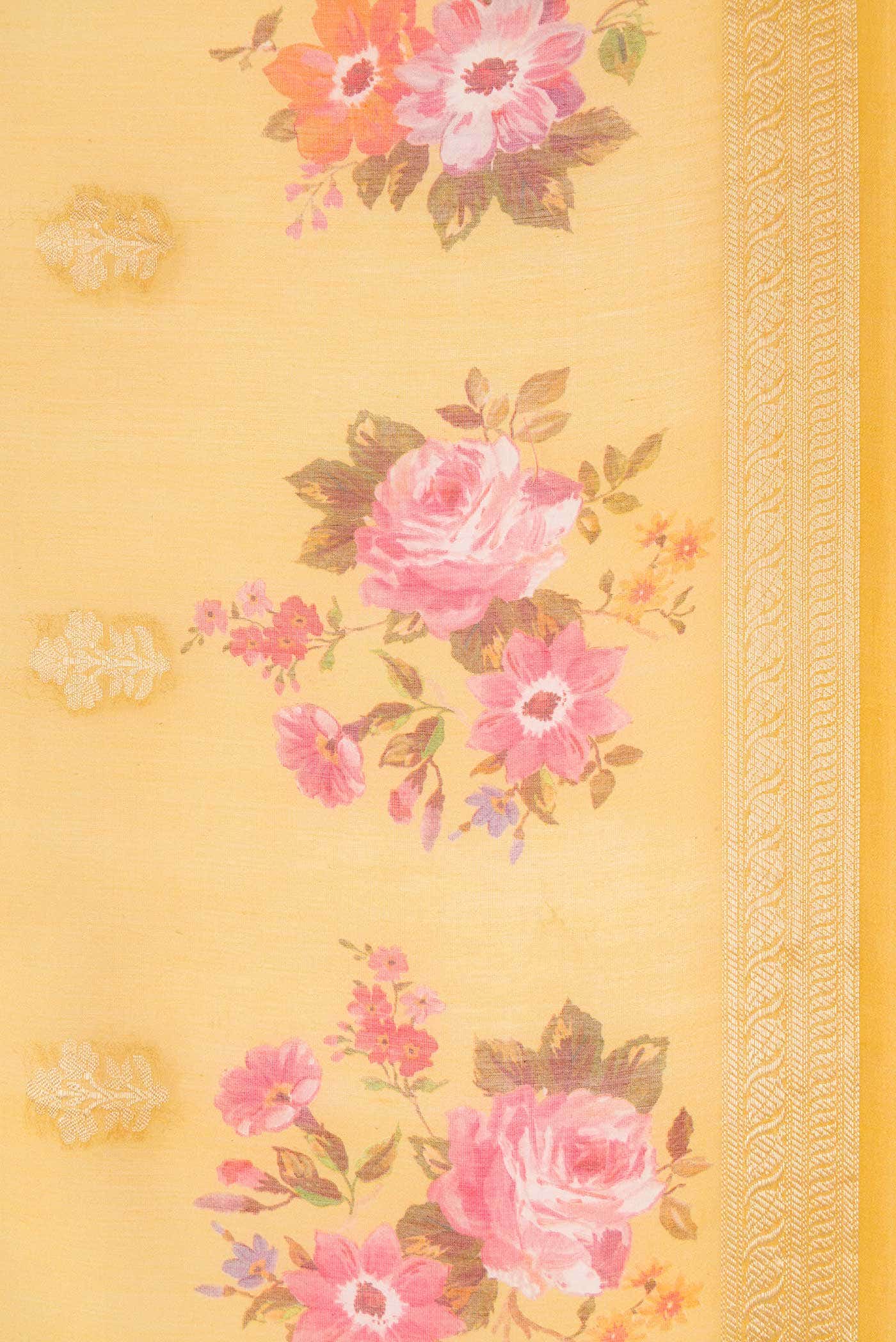 Mustard Chanderi Silk Saree