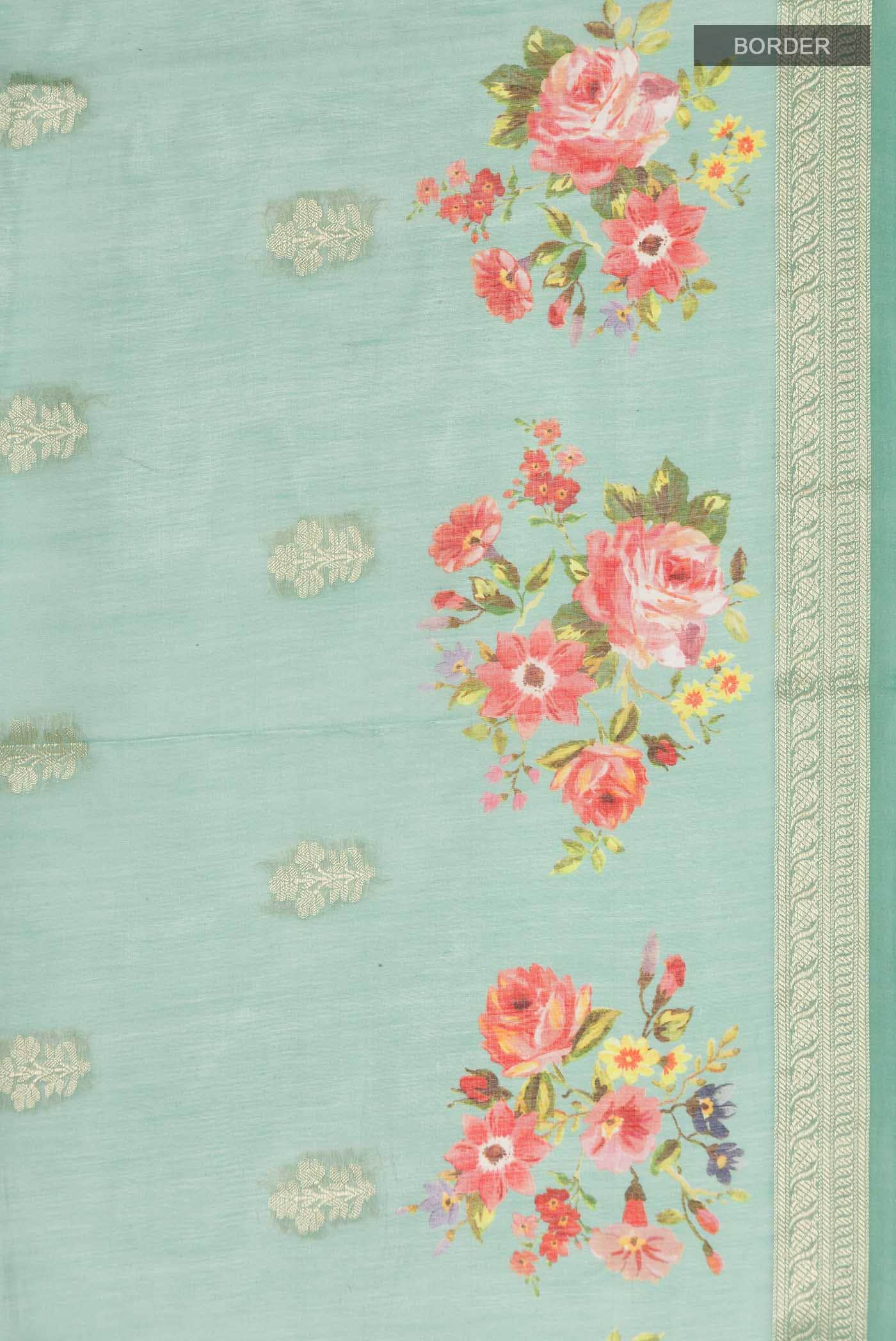 Sea Green Silk Cotton Saree
