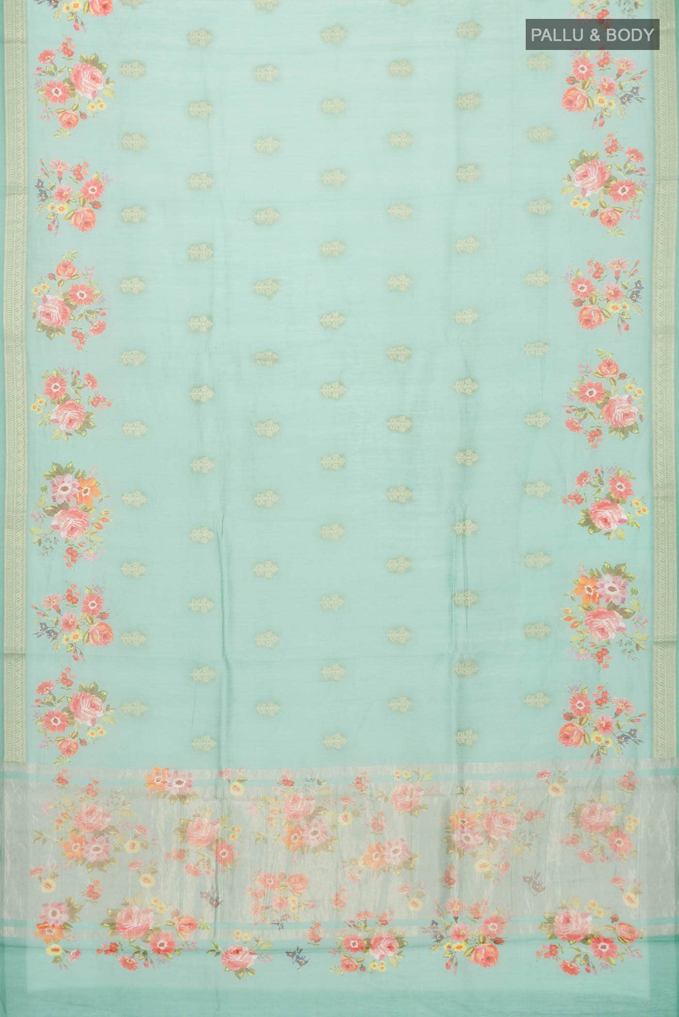 Sea Green Silk Cotton Saree