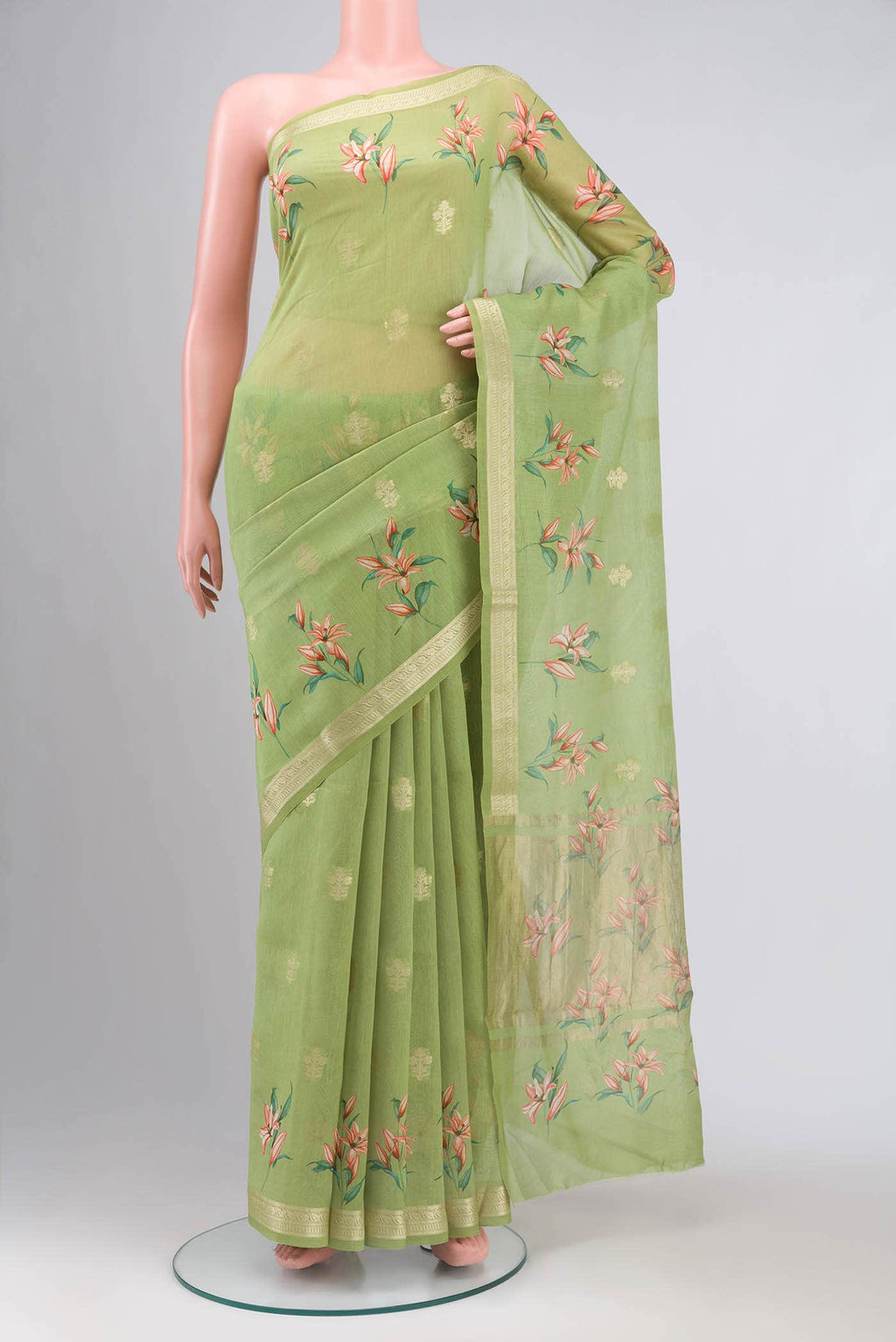 Green Silk Cotton Saree