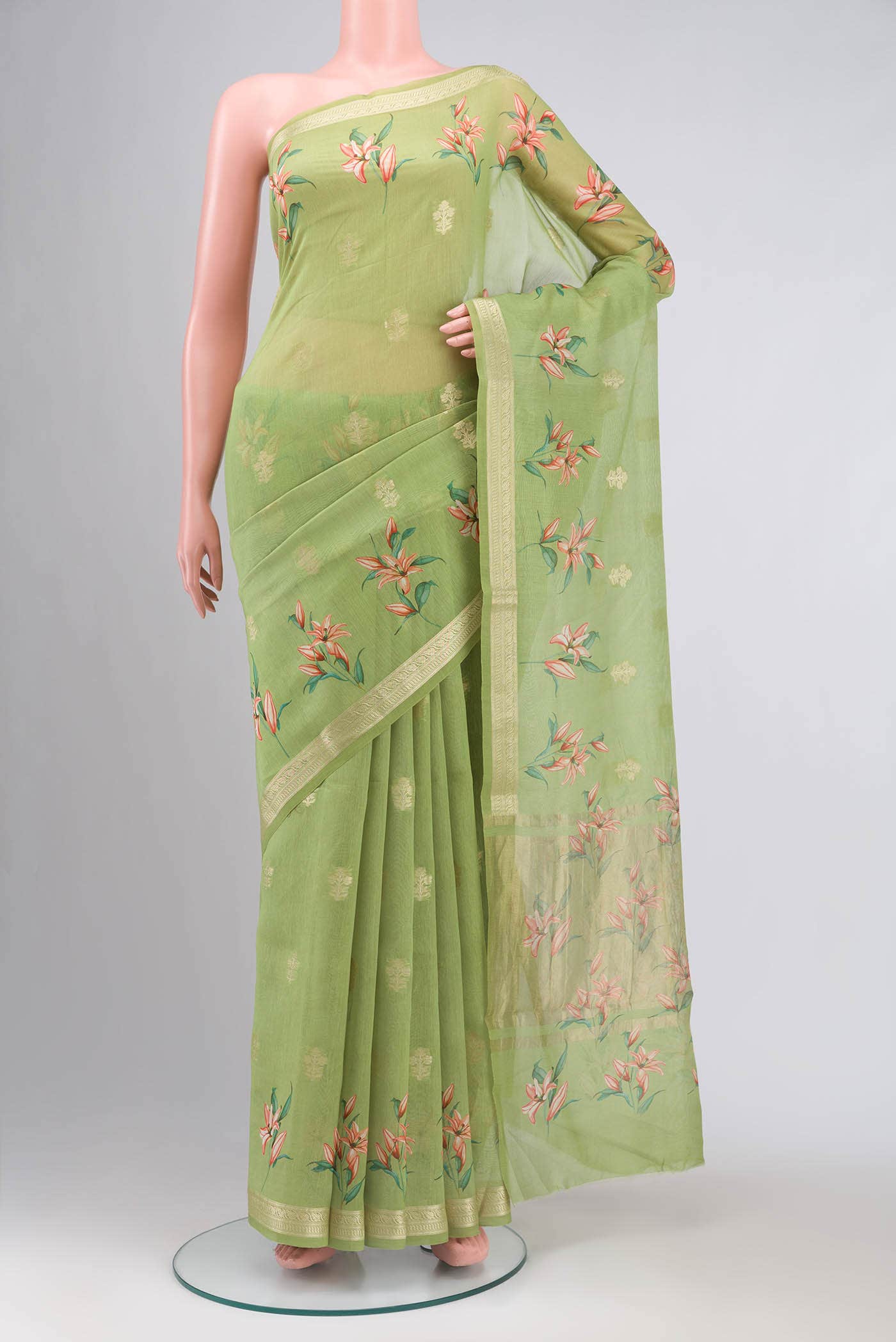 Green Silk Cotton Saree