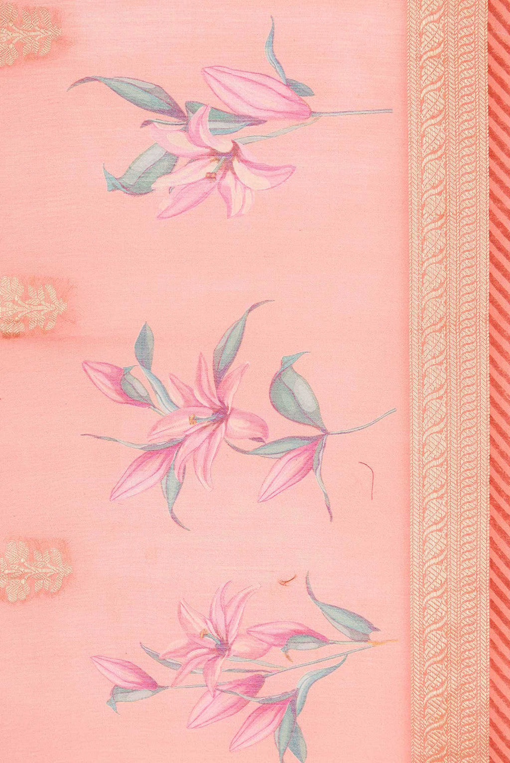 Peach Chanderi Silk Saree