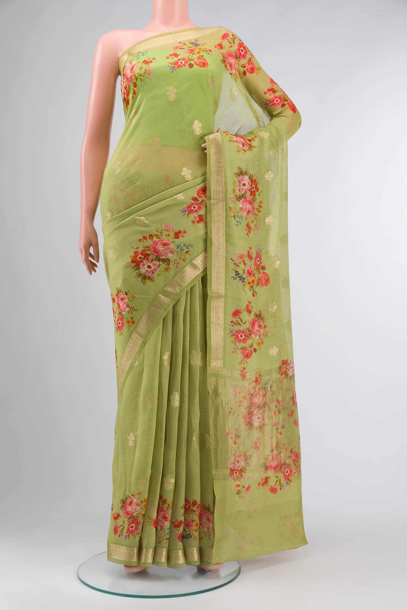 Green Silk Cotton Saree