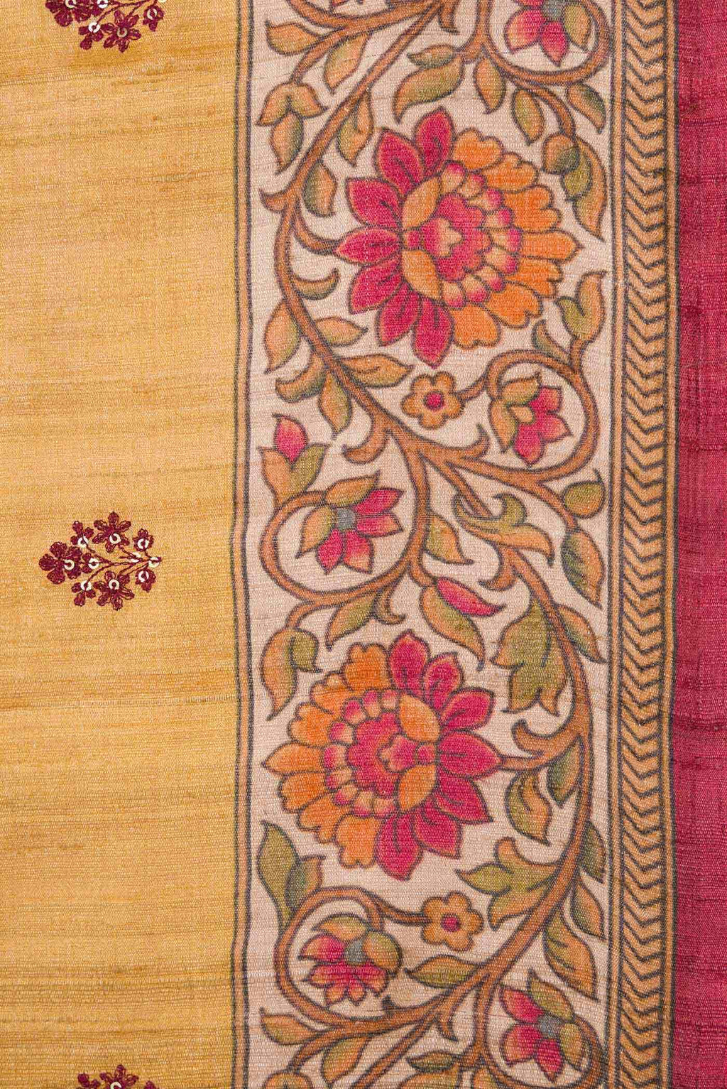 Mustard Tussar Silk Saree