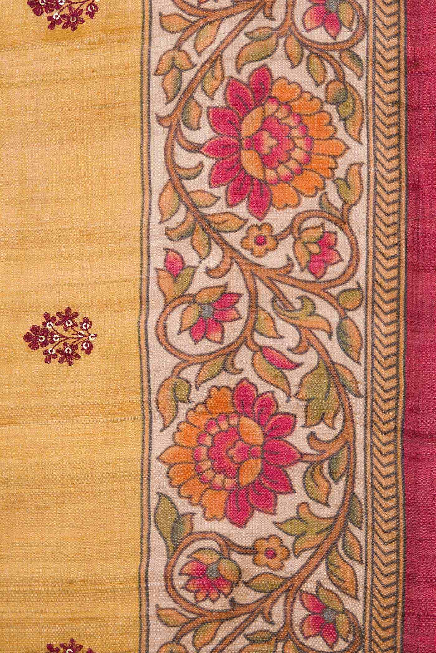 Mustard Tussar Silk Saree