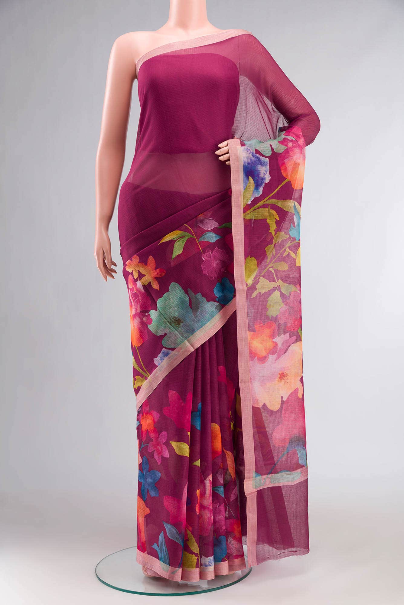 Dark Pink Kota Cotton Saree