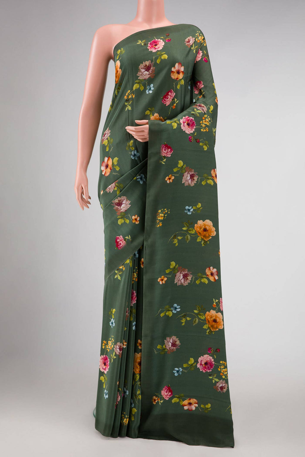 Green Mysore Crepe Saree