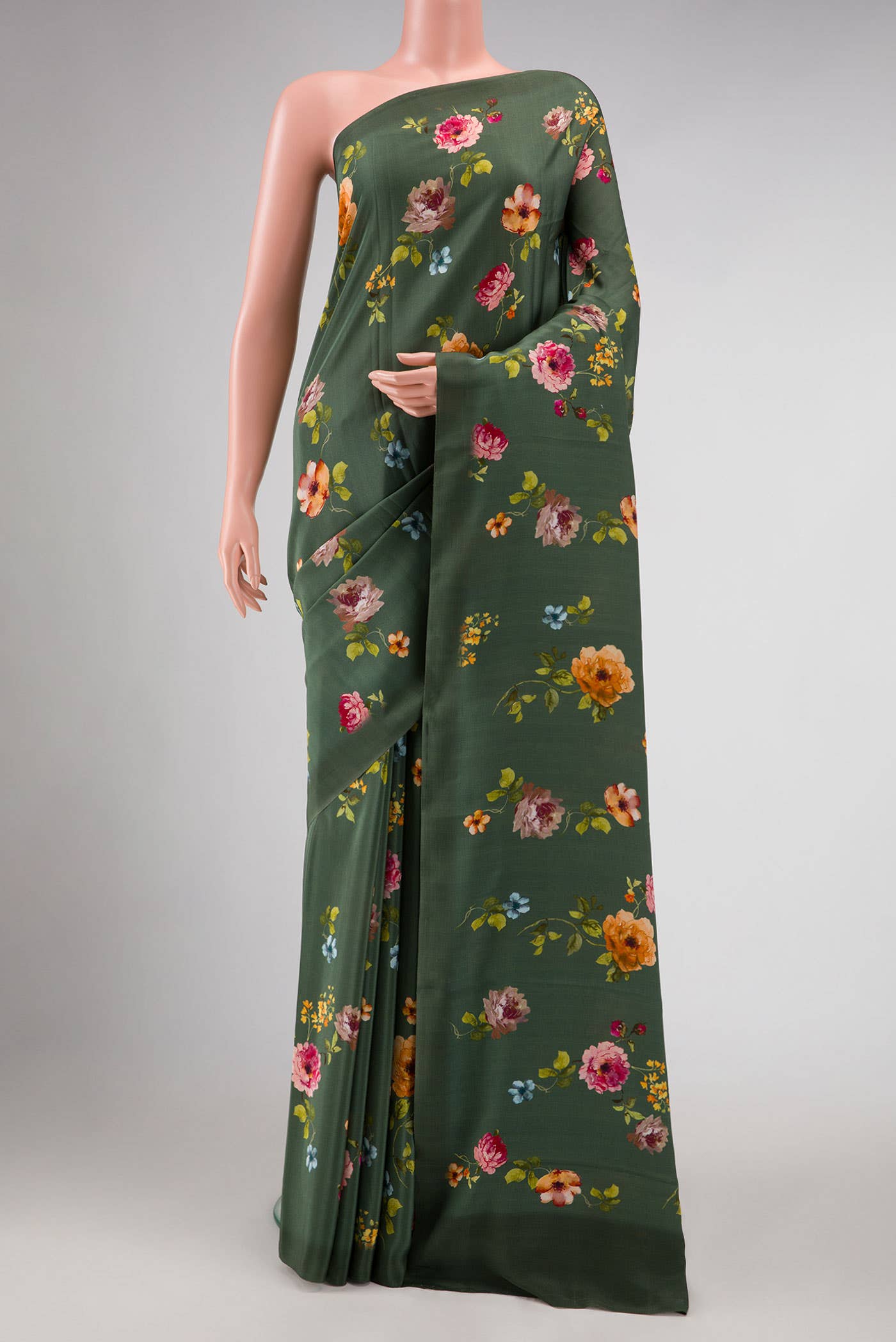 Green Mysore Crepe Saree