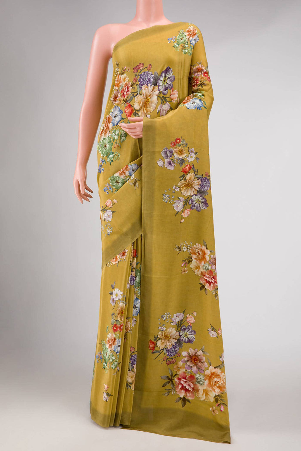 Gold Mysore Crepe Saree
