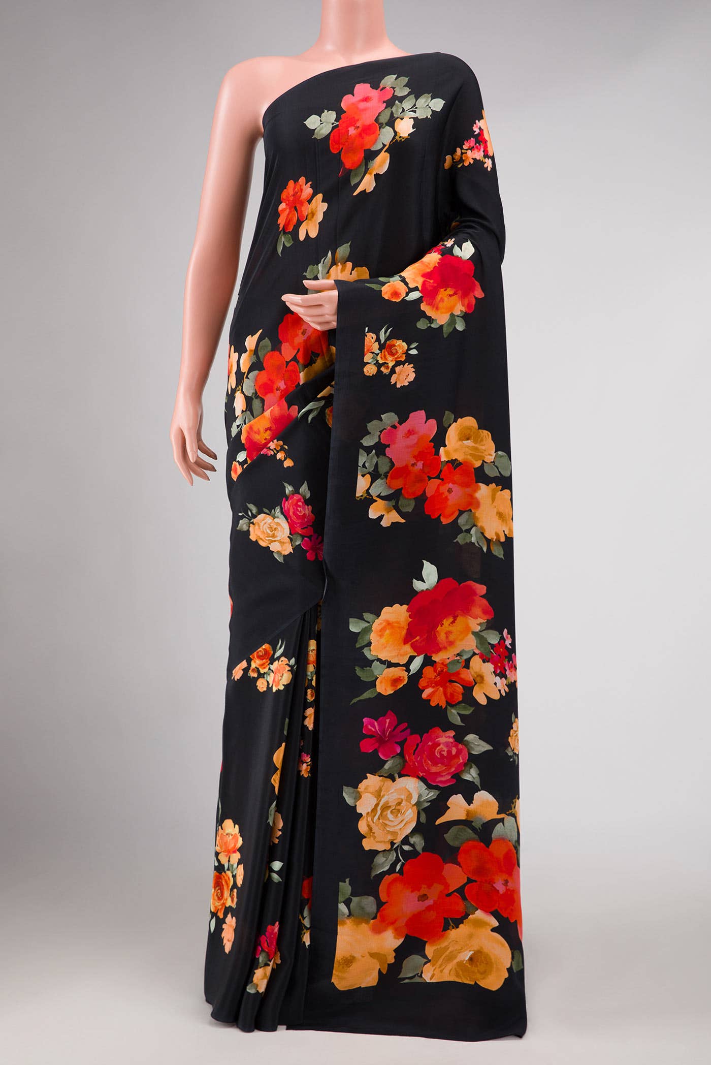 Black Mysore Crepe Saree