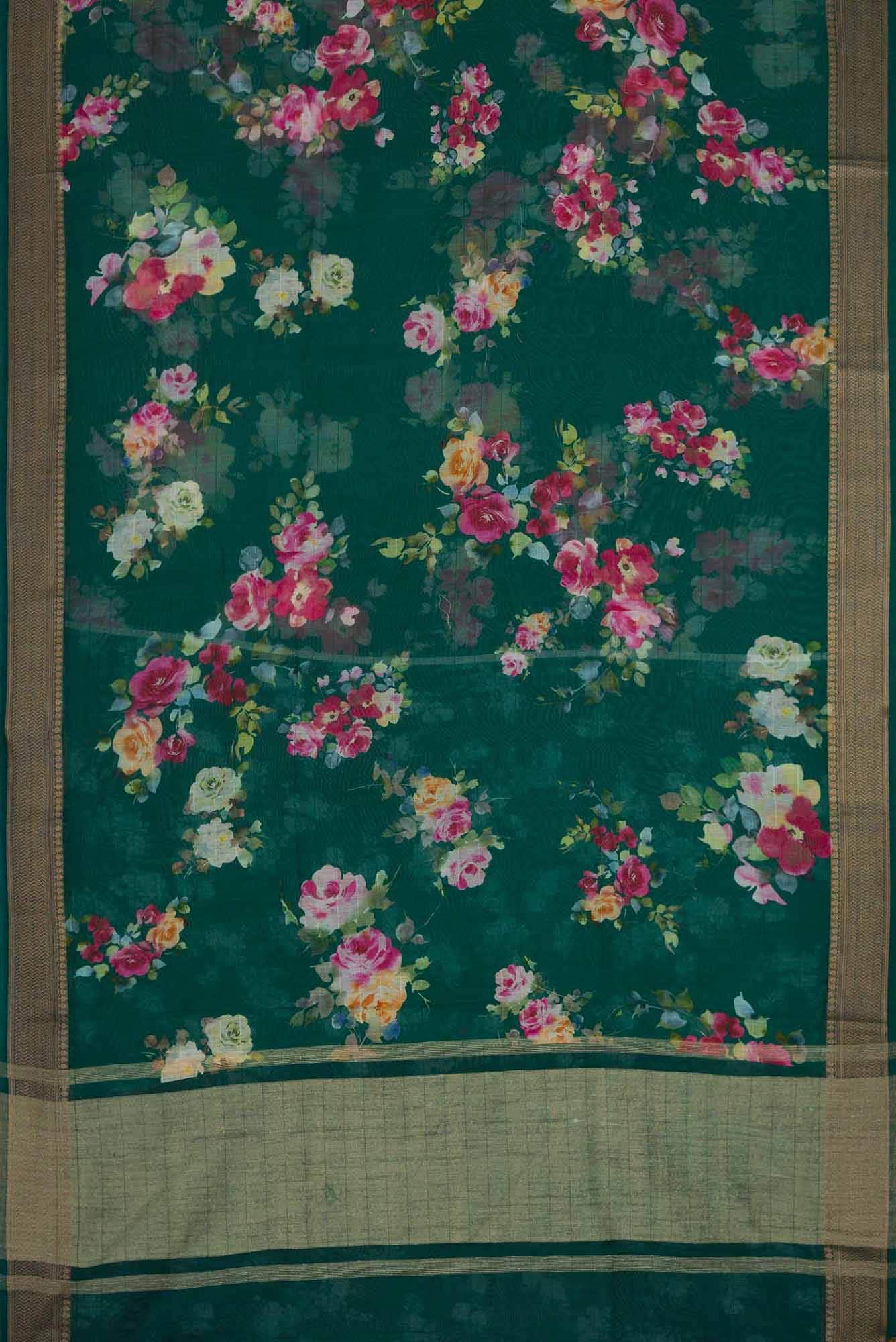 Bottle Green Dual Tone Chanderi Silk Saree