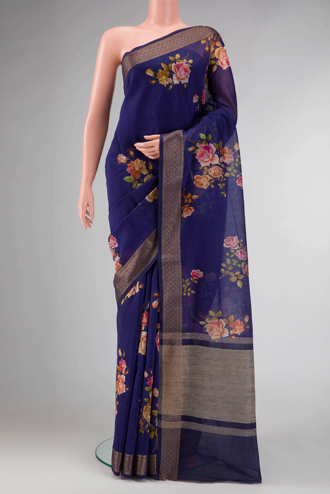 Violet Dual Tone Chanderi Silk Saree