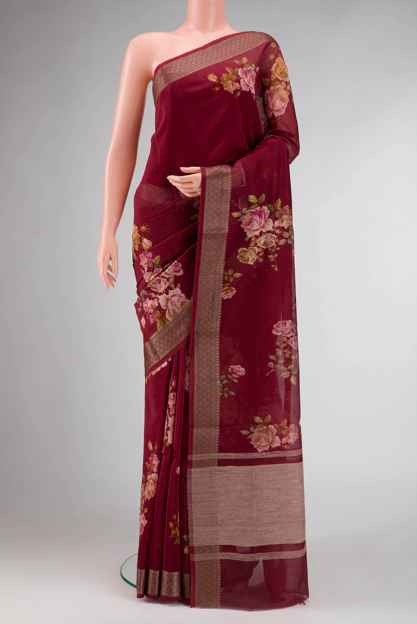 Dark Pink Dual Tone Chanderi Silk Saree
