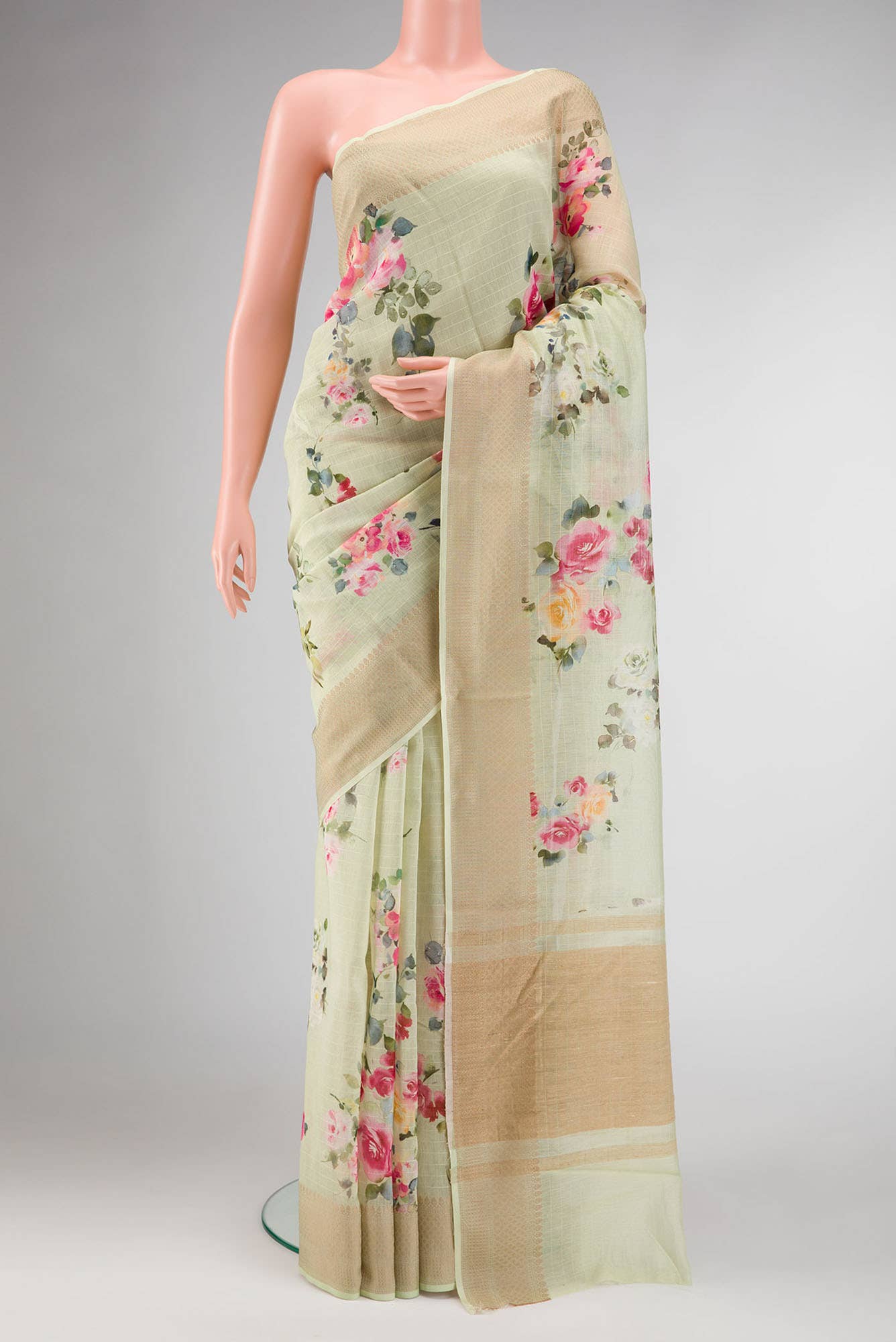 Pista Green Dual Tone Chanderi Silk Saree