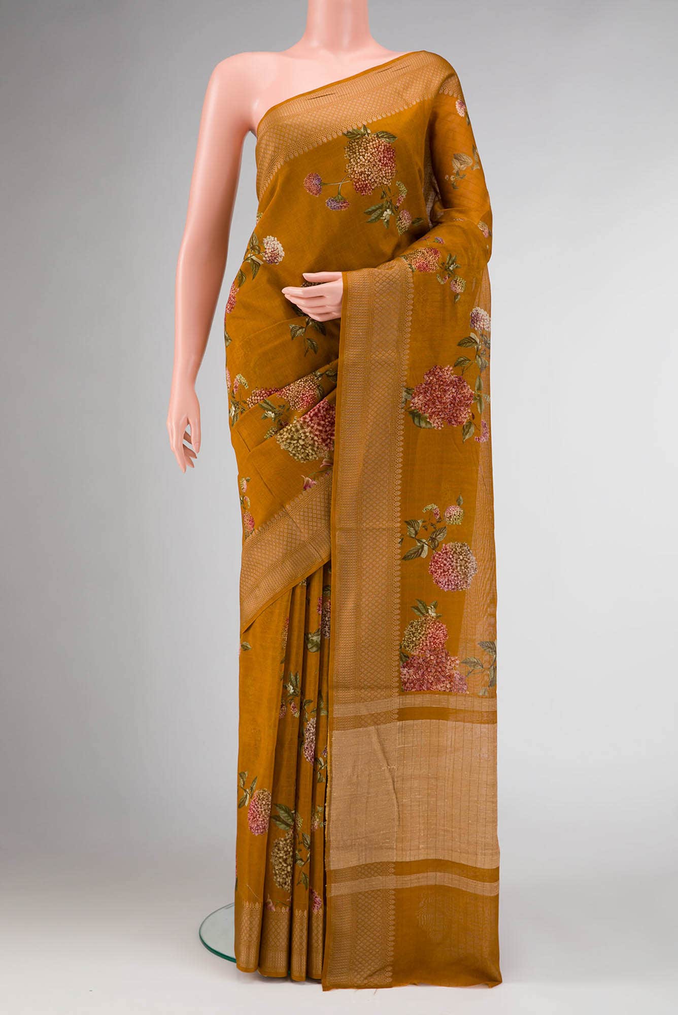 Mustard Dual Tone Chanderi Silk Saree