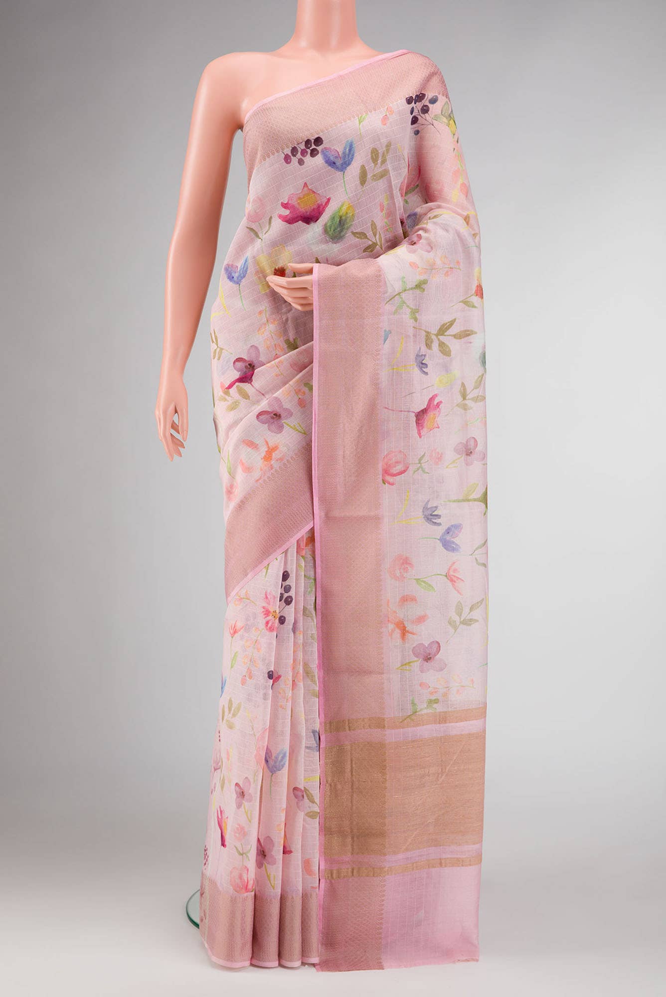 Pink Dual Tone Chanderi Silk Saree