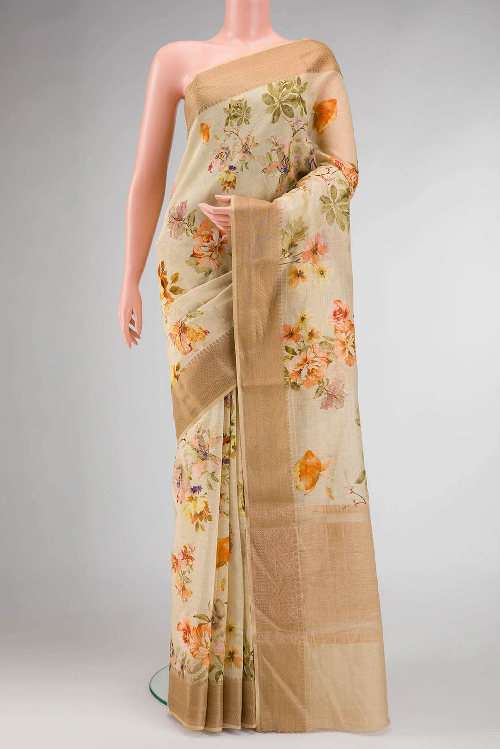 Sandal Dual Tone Chanderi Silk Saree