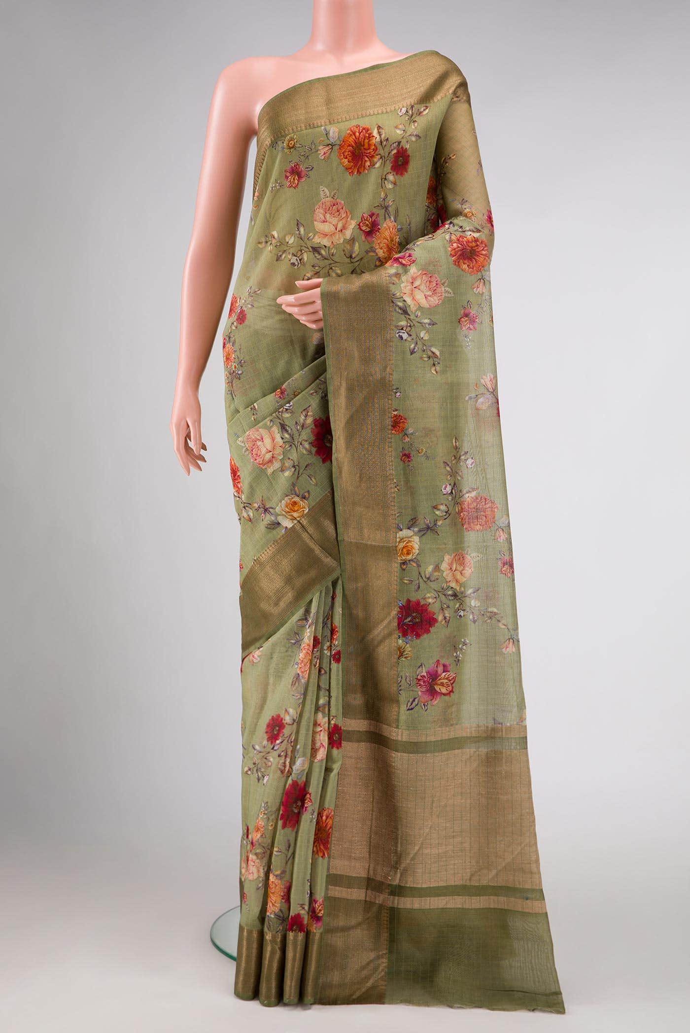 Green Chanderi Silk Saree