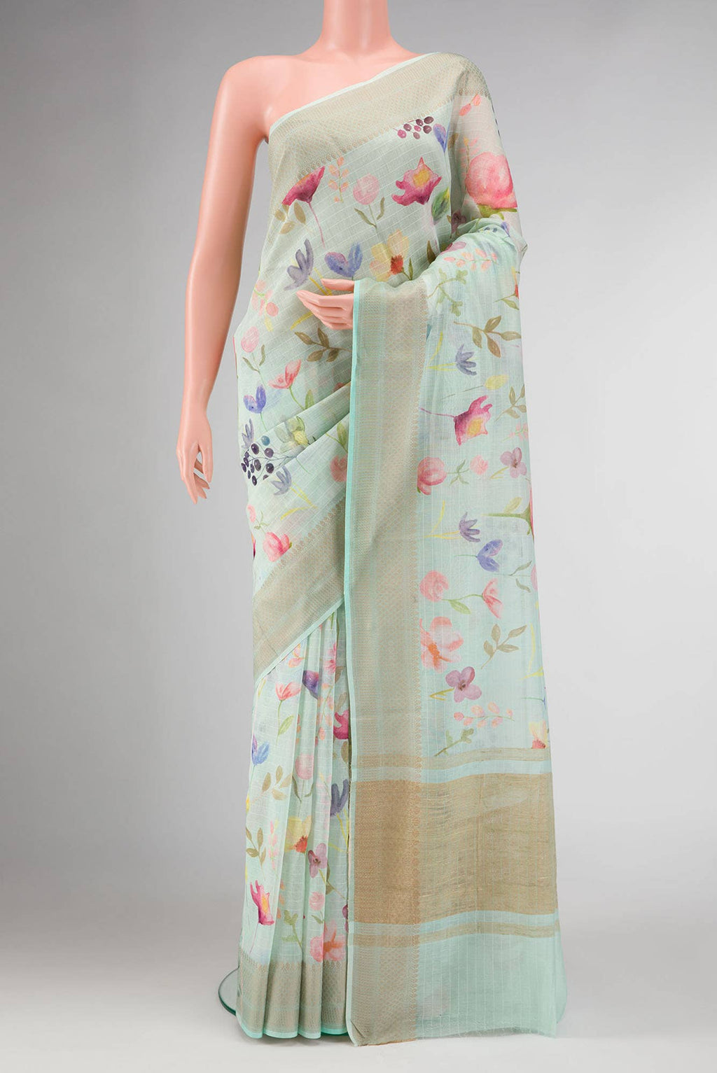 Blue Dual Tone Chanderi Silk Saree