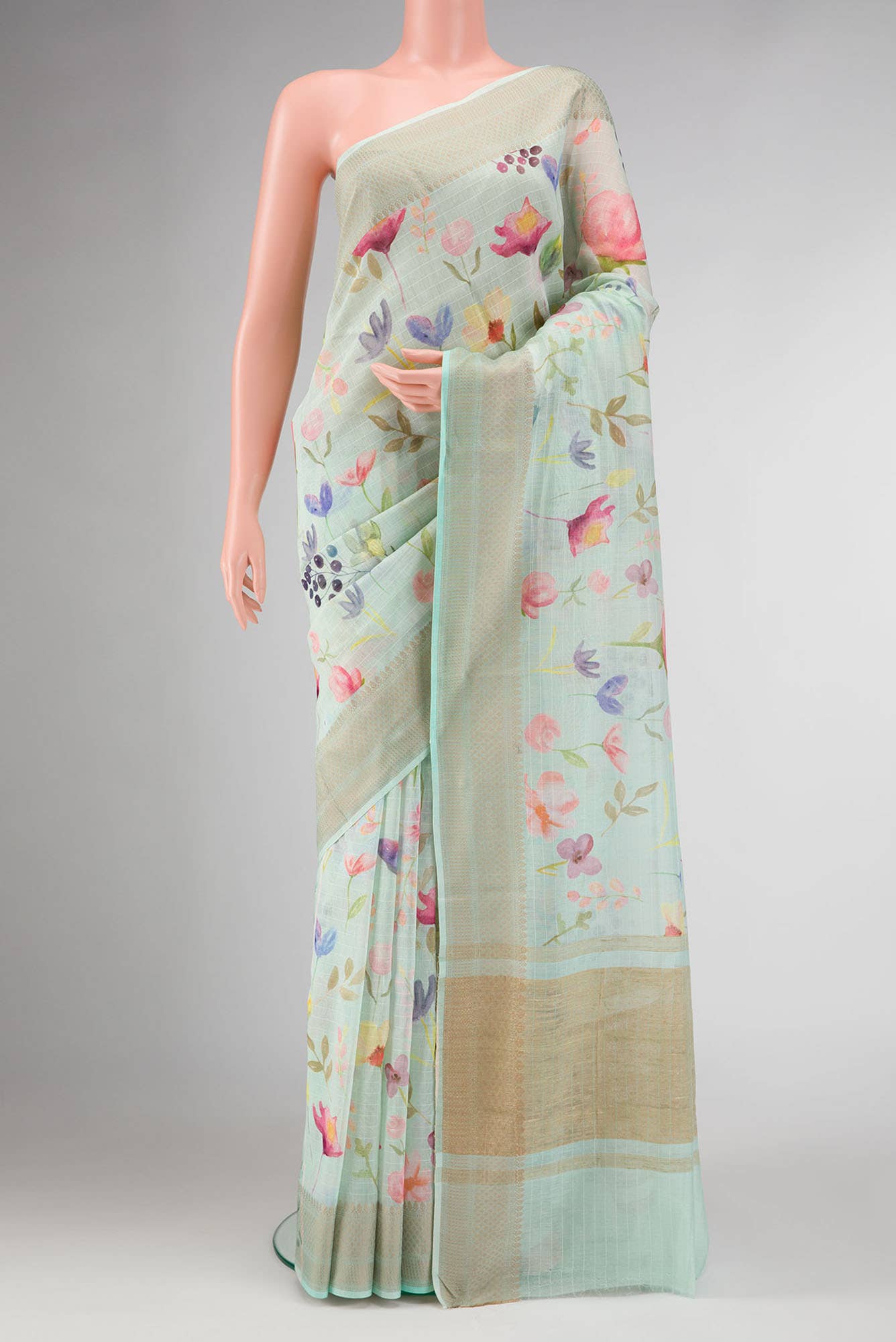 Blue Dual Tone Chanderi Silk Saree