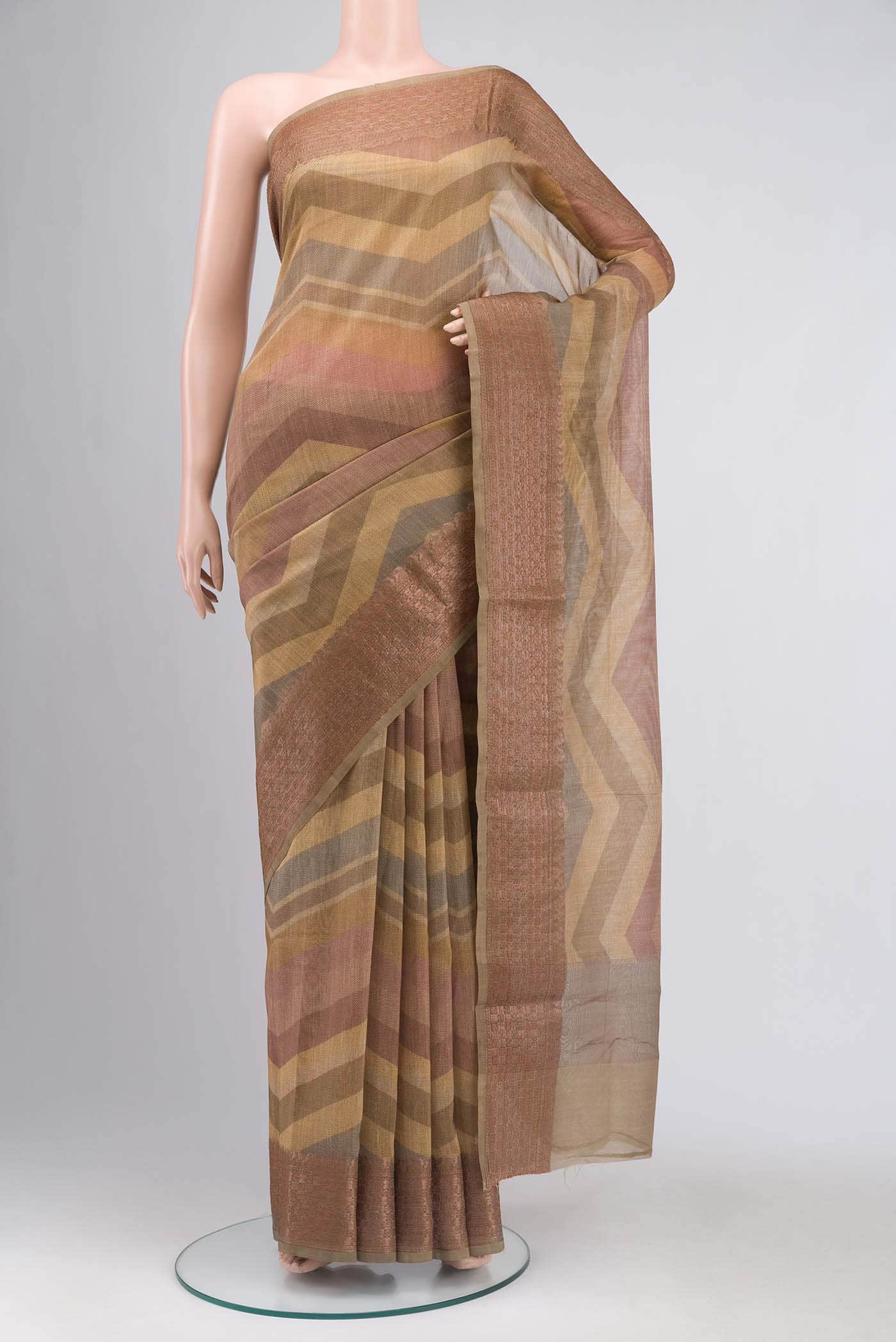 Brown Silk Cotton Saree