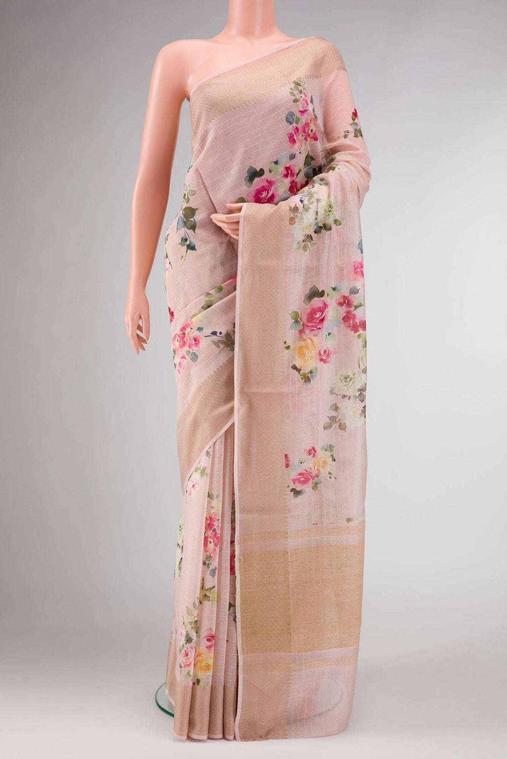 Pink Dual Tone Chanderi Silk Saree