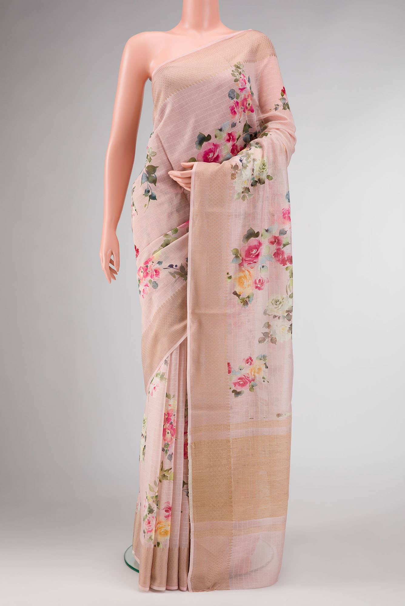 Pink Dual Tone Chanderi Silk Saree