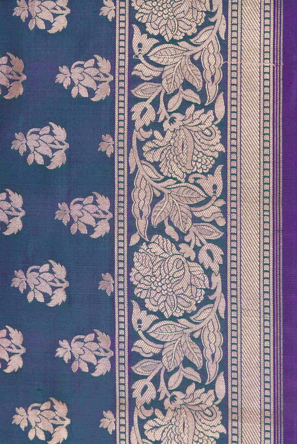 Peacock Blue Dual Tone Banarasi Silk Saree