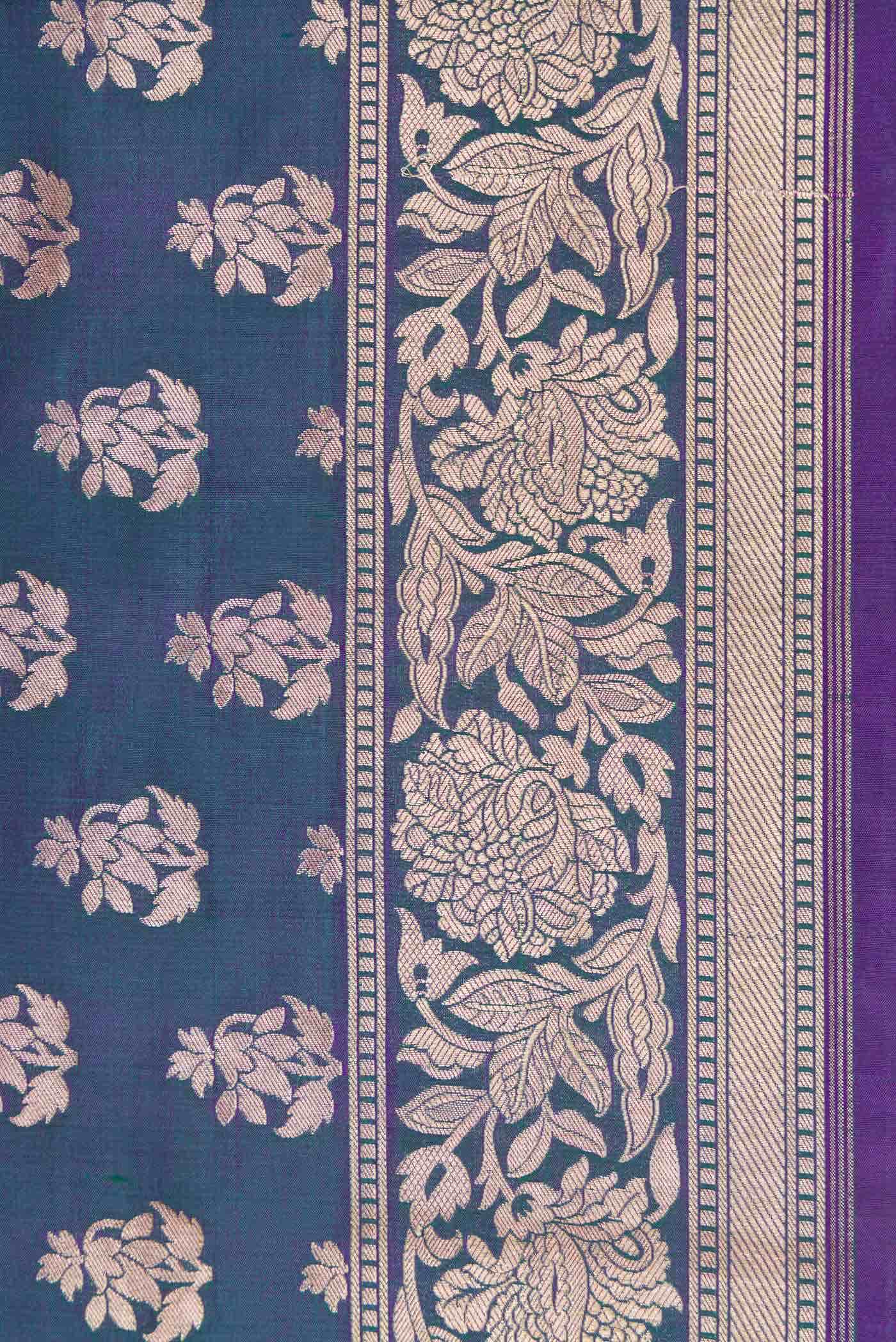 Peacock Blue Dual Tone Banarasi Silk Saree