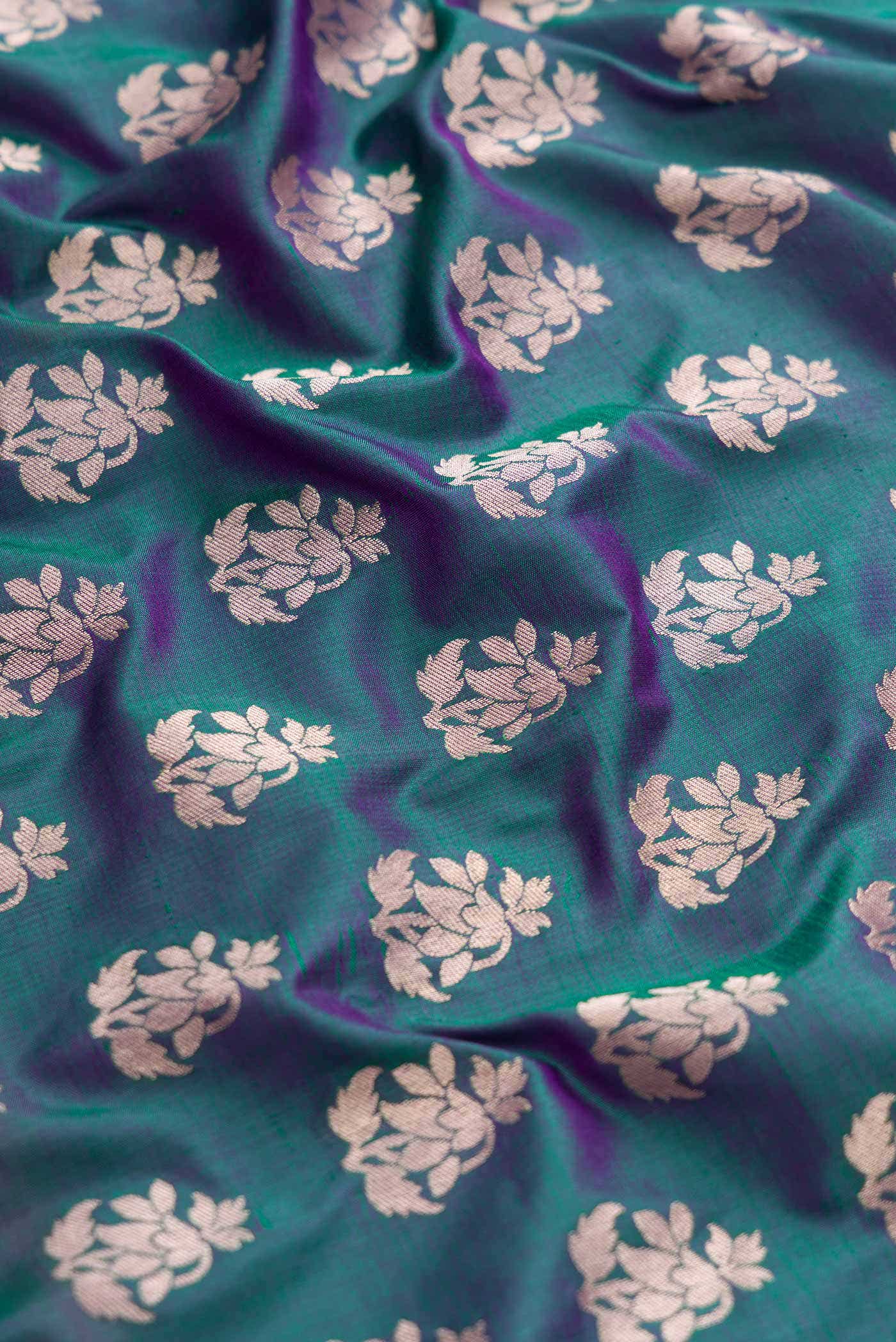 Peacock Blue Dual Tone Banarasi Silk Saree