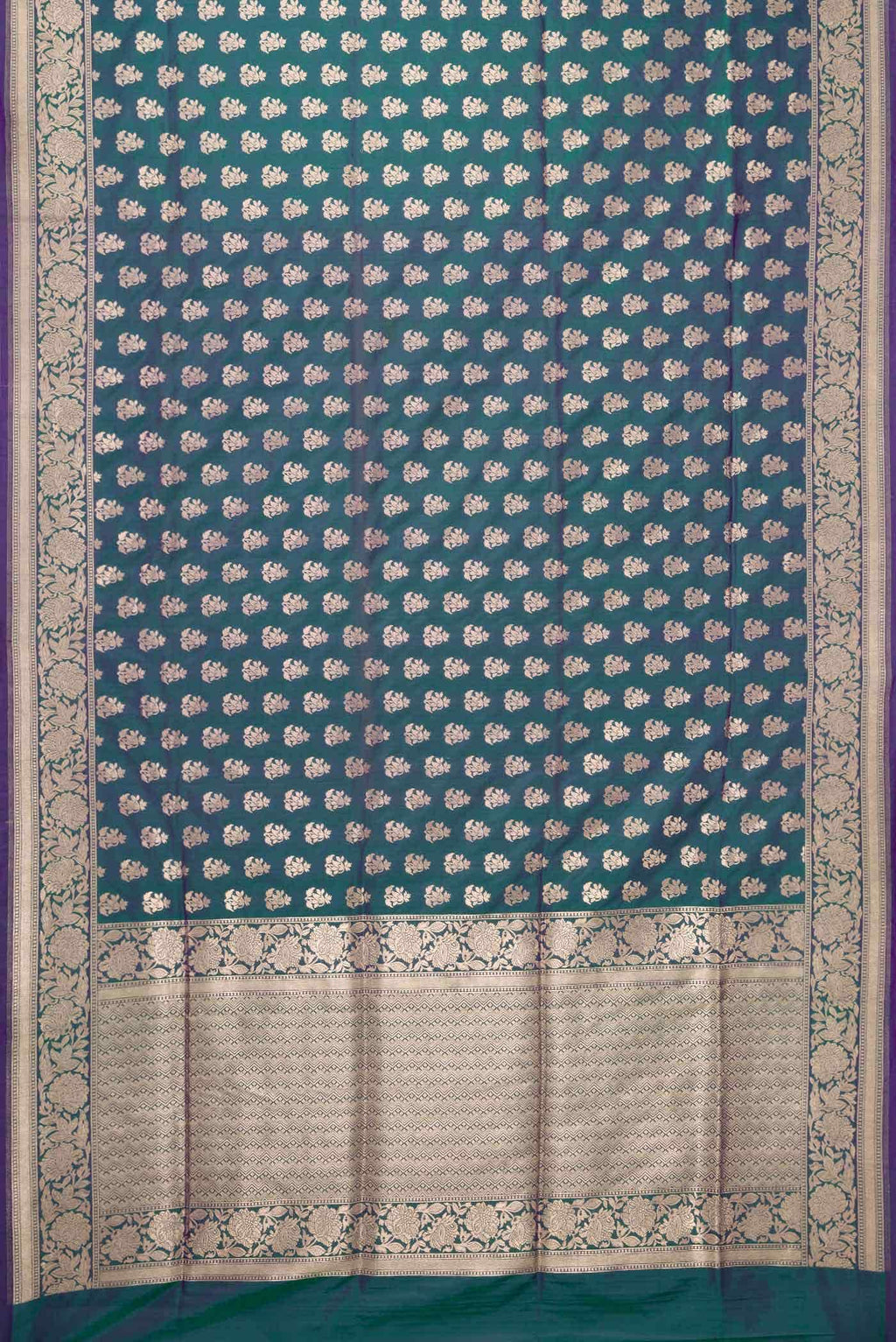Peacock Blue Dual Tone Banarasi Silk Saree