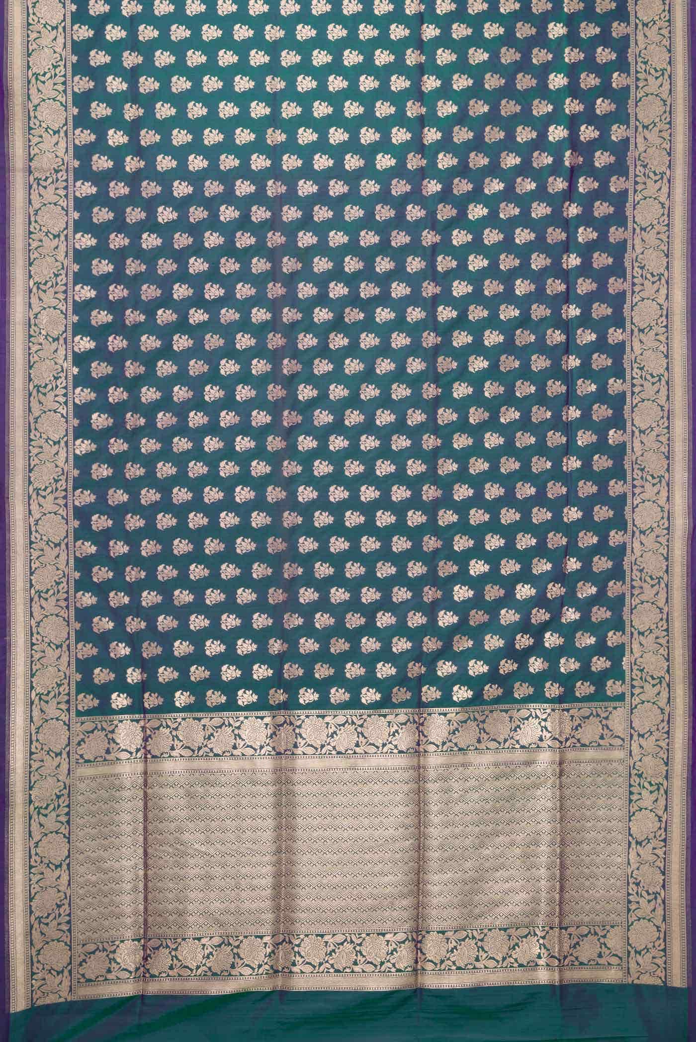 Peacock Blue Dual Tone Banarasi Silk Saree