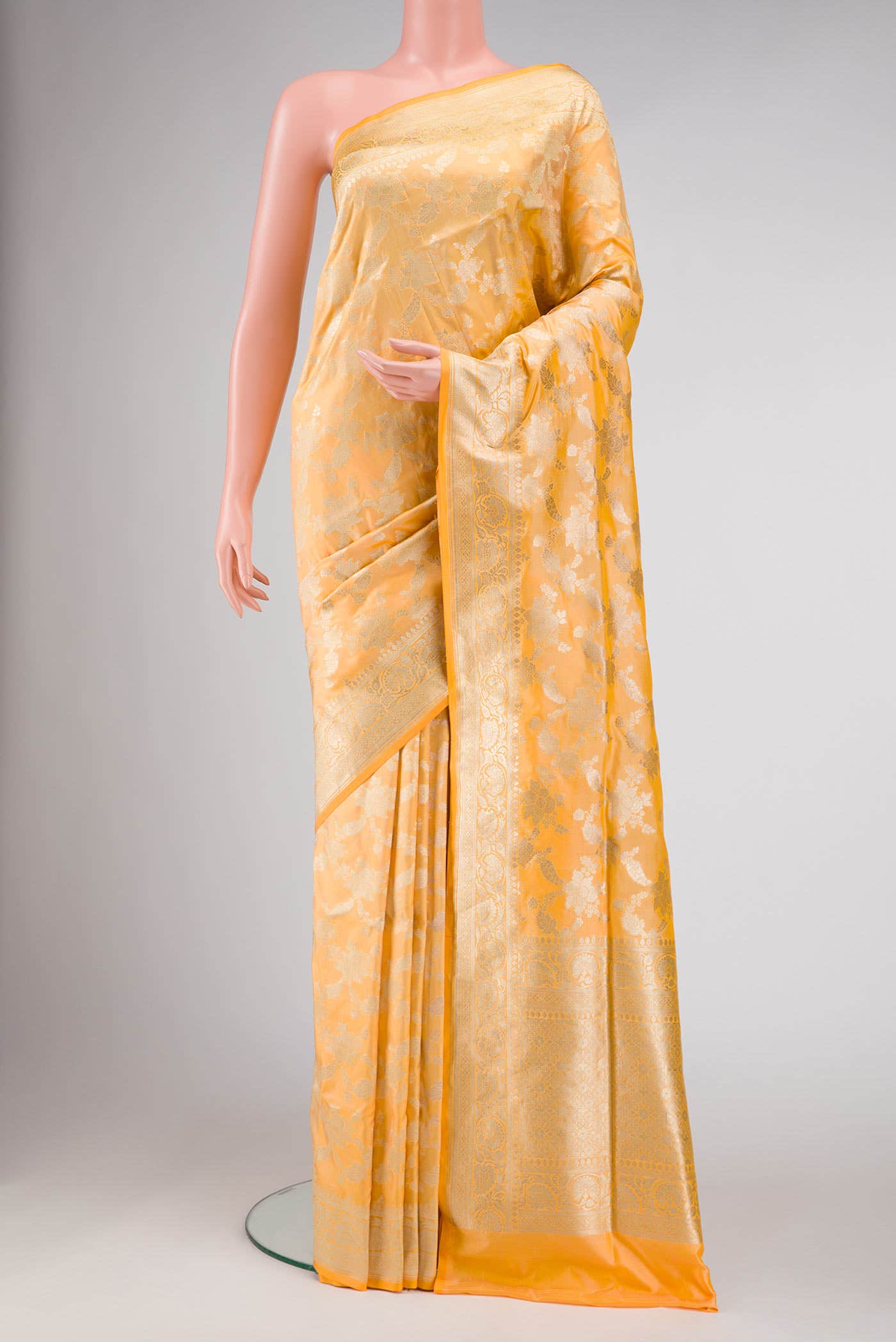 Yellow Banarasi Silk Saree