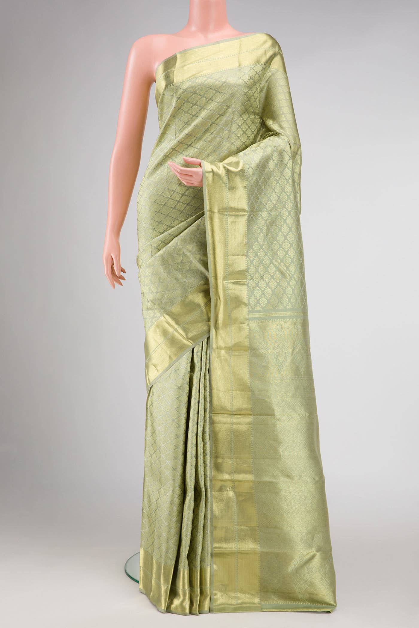 Light Green Dual Tone Kanchipuram Silk Saree