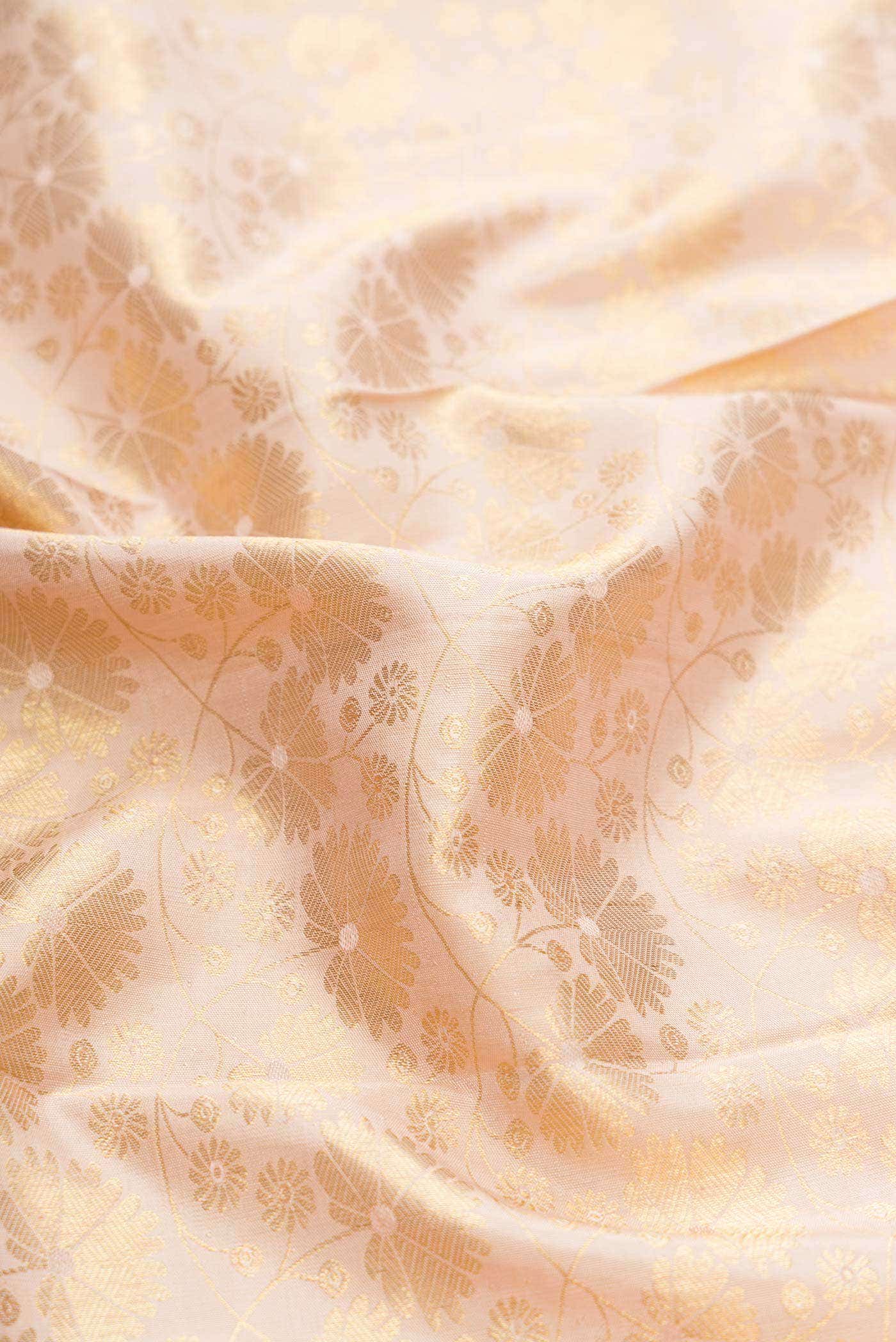 Golden Peach Kanchipuram Silk Saree