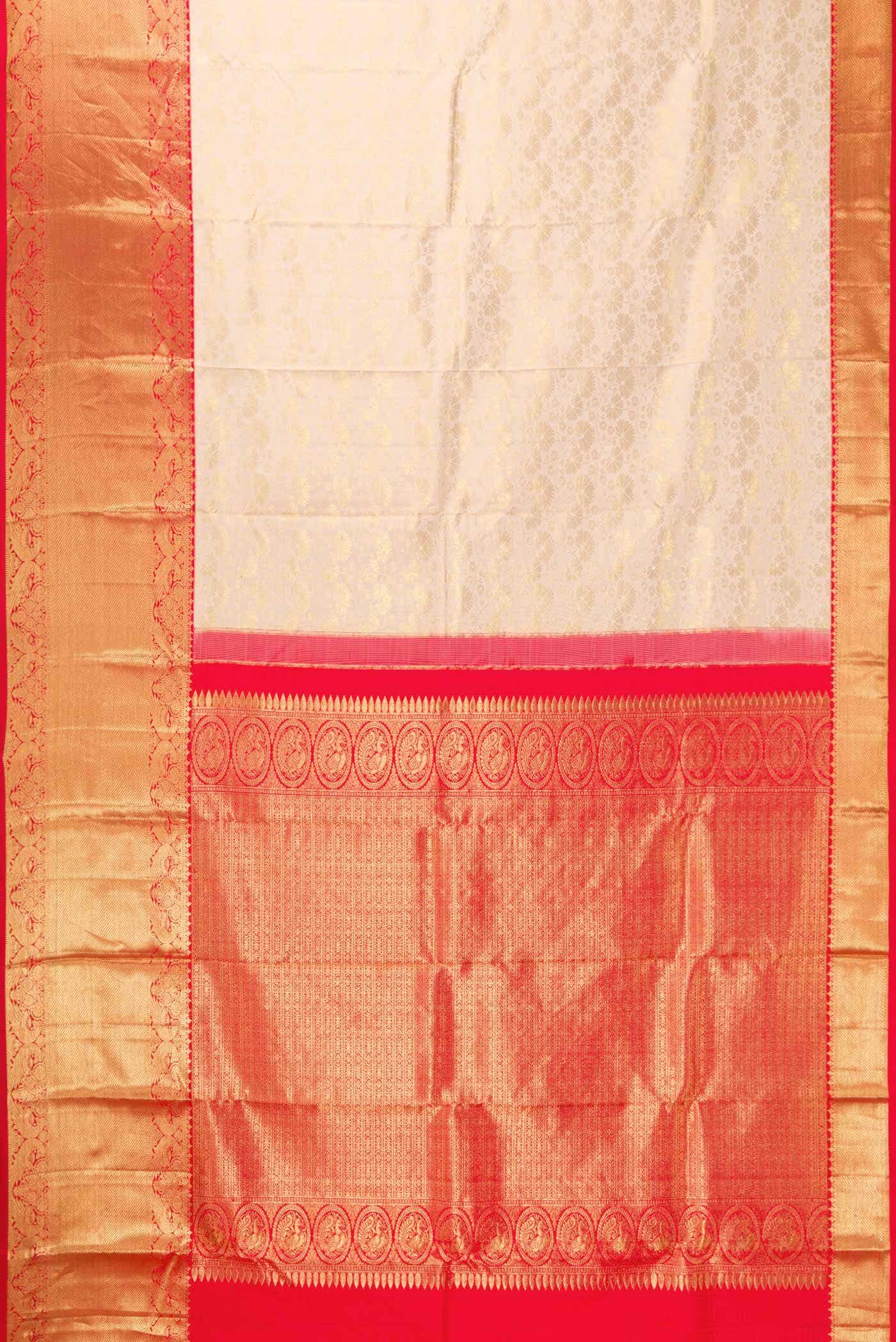 Golden Peach Kanchipuram Silk Saree