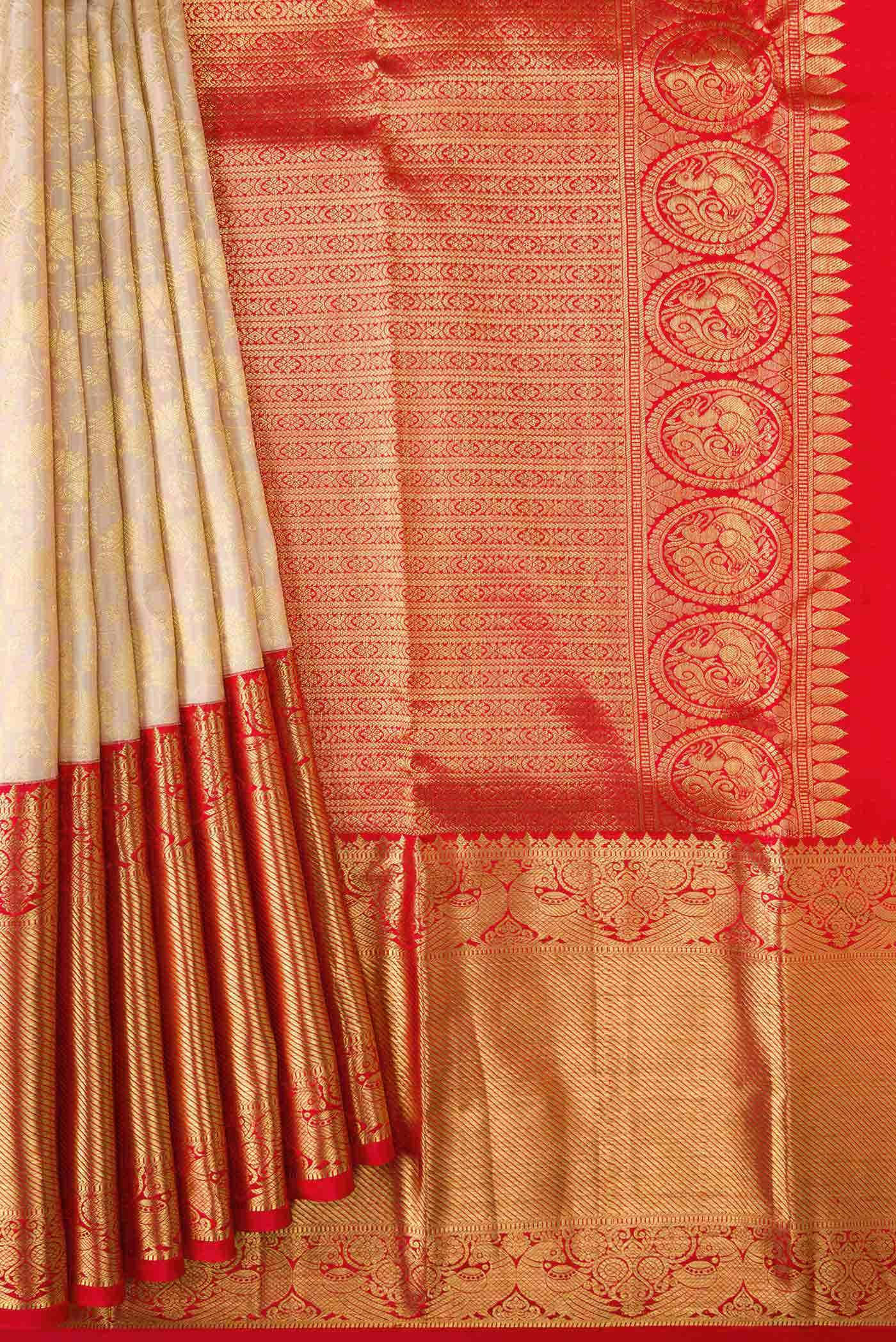 Golden Peach Kanchipuram Silk Saree