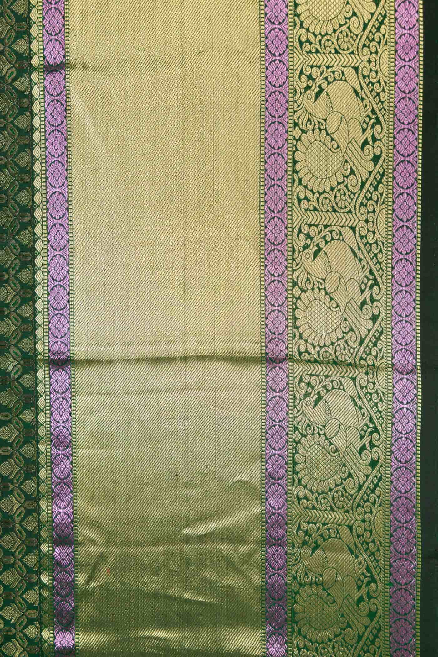Bottle Green Dual Tone Kanchipuram Silk Saree