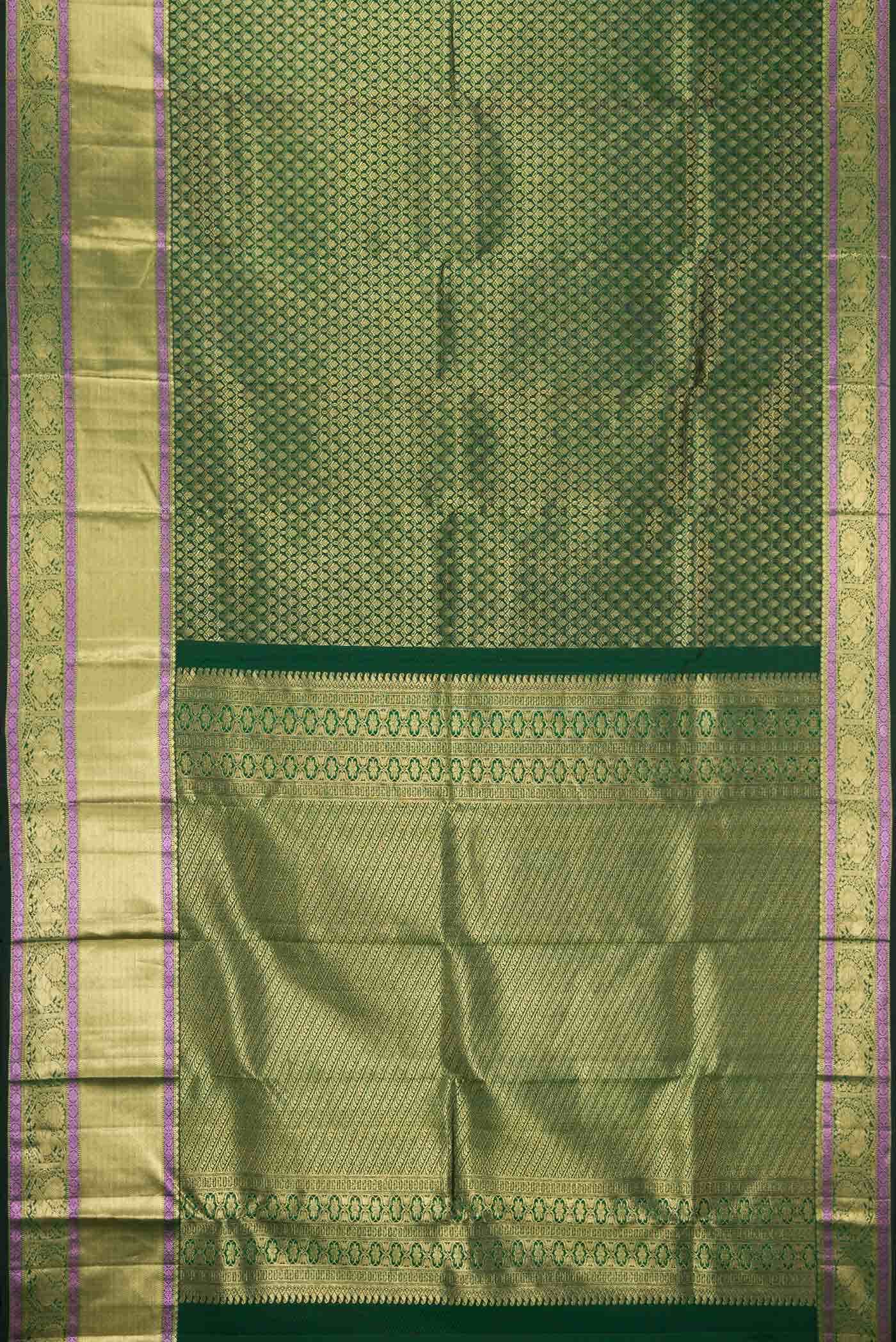 Bottle Green Dual Tone Kanchipuram Silk Saree