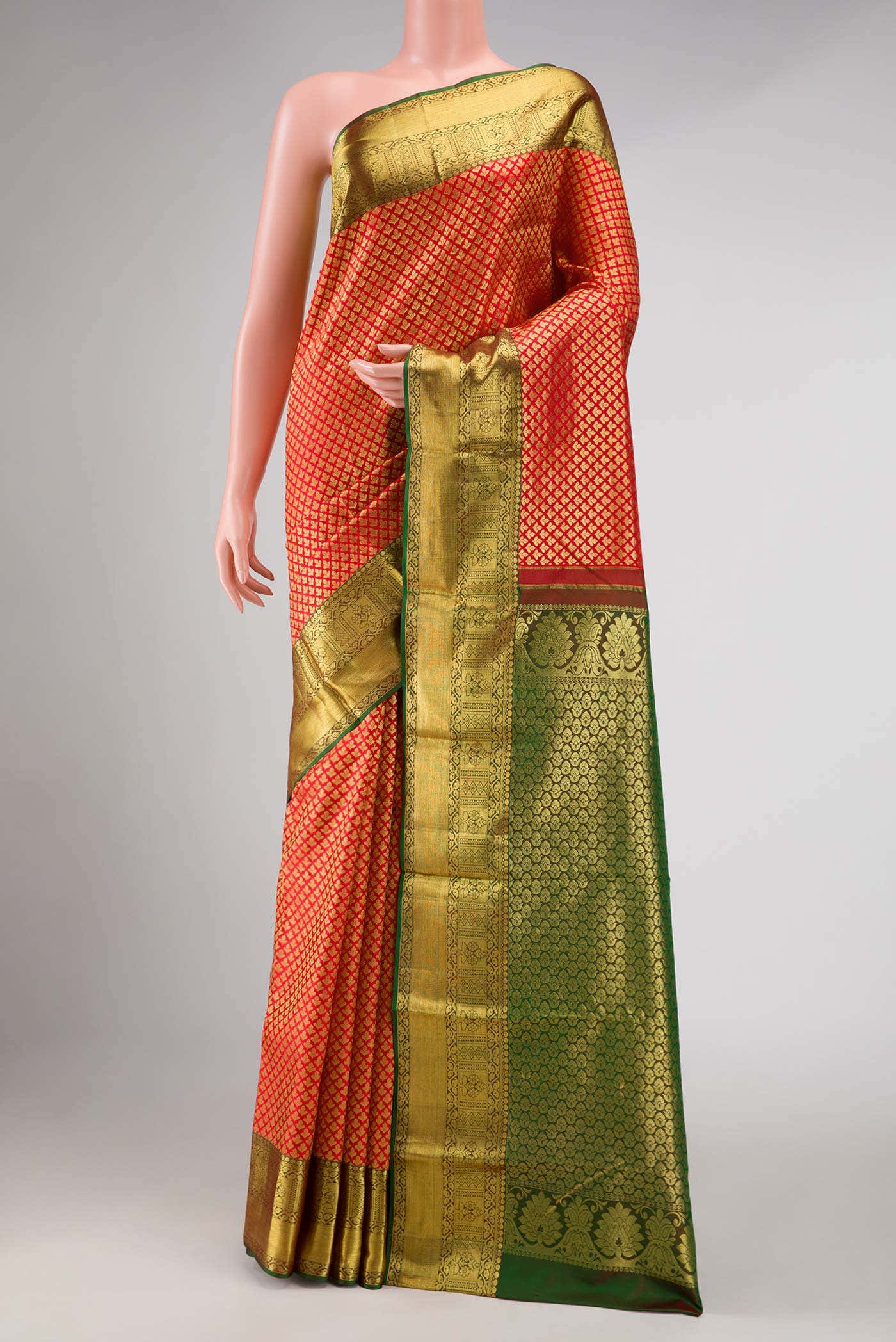Red Dual Tone Kanchipuram Silk Saree