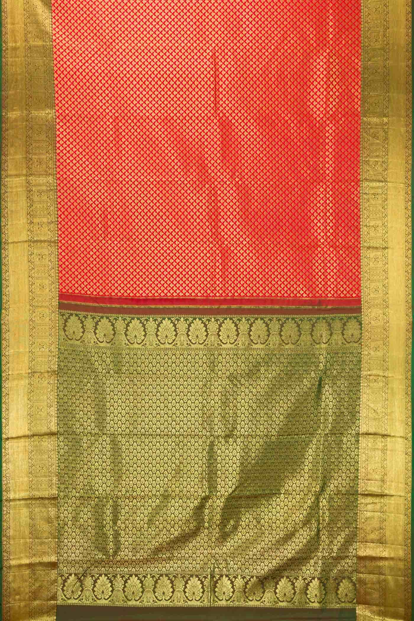 Red Dual Tone Kanchipuram Silk Saree