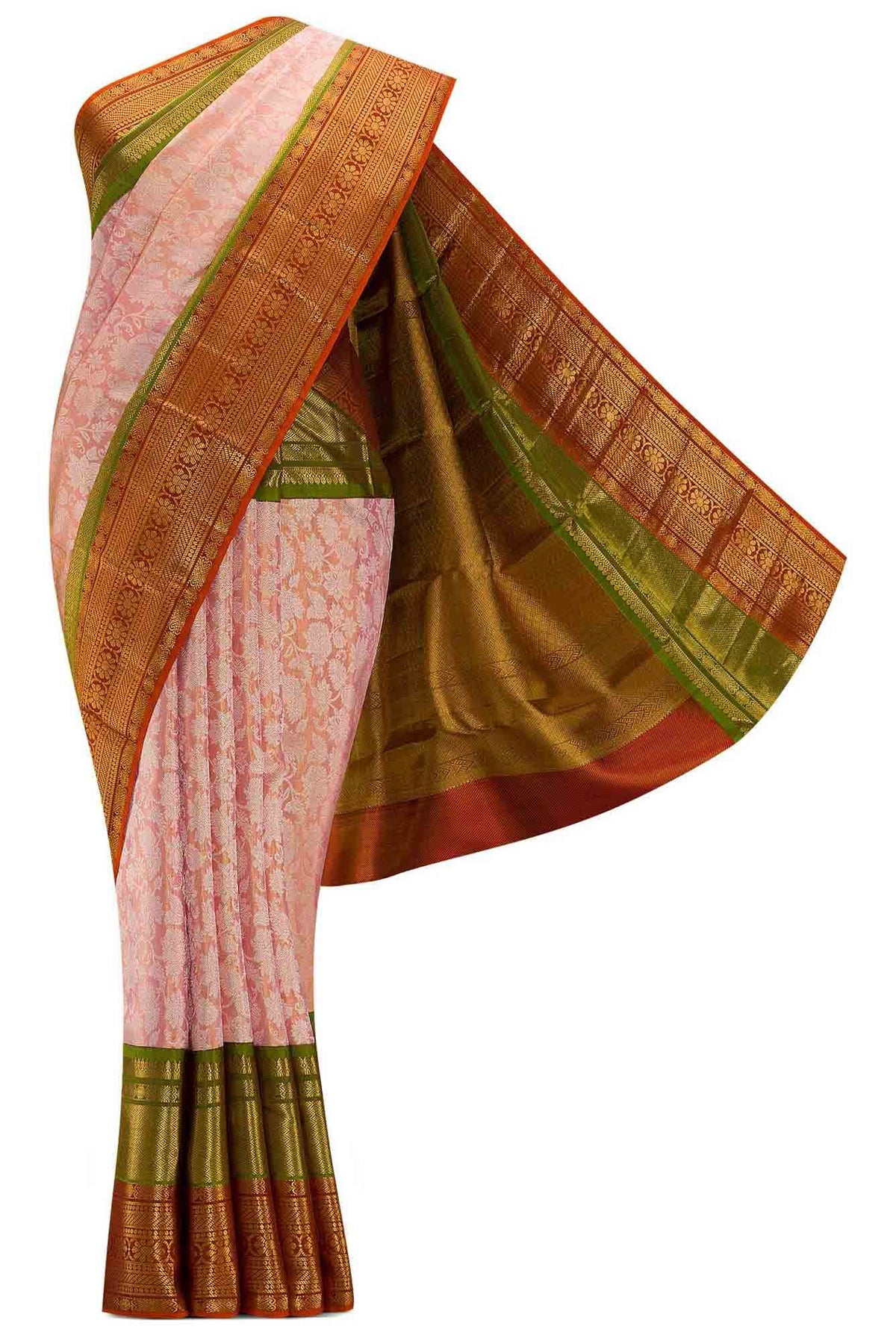 Rose Gold Kanjivaram Tissue Silk Saree