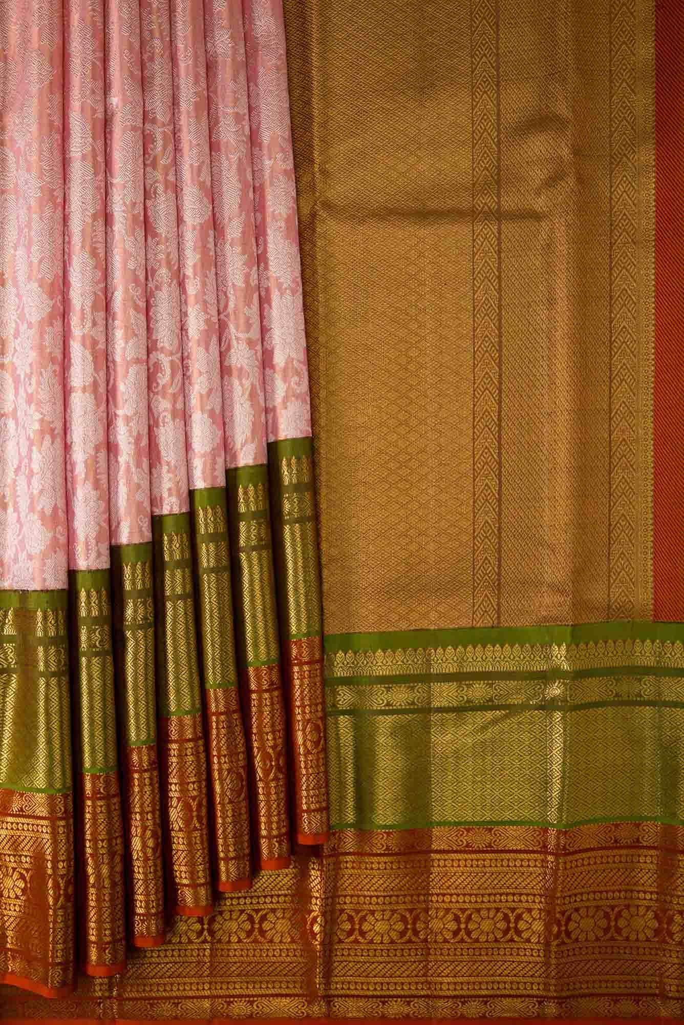 Rose Gold Kanjivaram Tissue Silk Saree