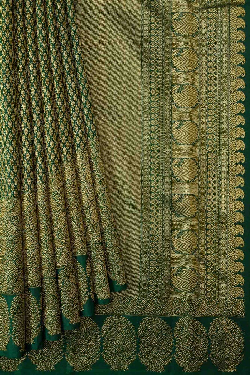 Bottle Green Dual Tone Kanchipuram Silk Saree