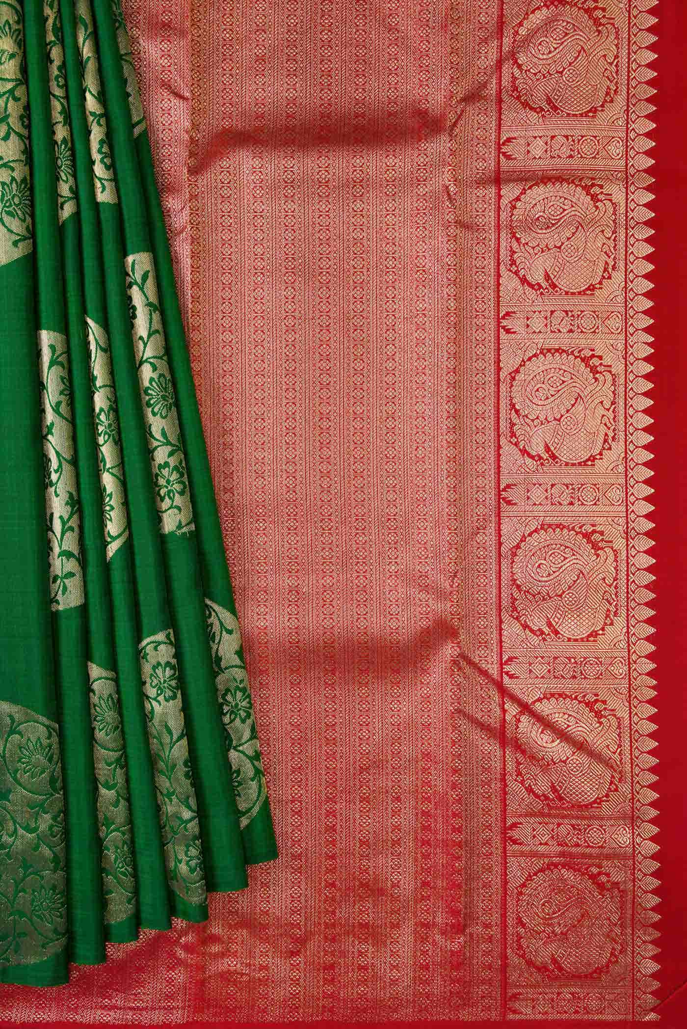 Bottle Green Dual Tone Kanchipuram Silk Saree